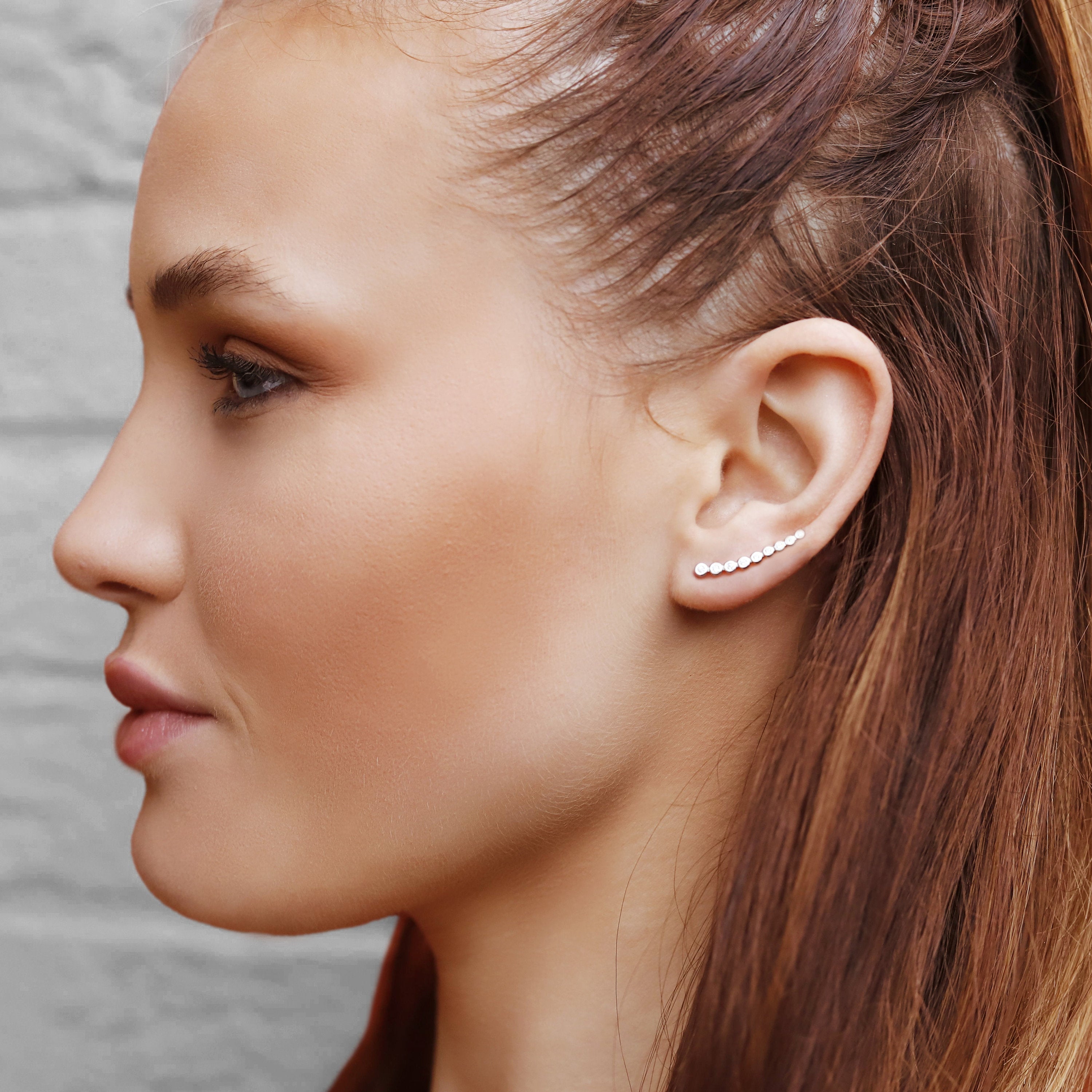 Ear Climbers, Simple Earrings, Ear Crawlers, Ear Climber Earrings, Sterling Silver Earrings, Geometric Earrings,Minimalist Earrings, 9 stone