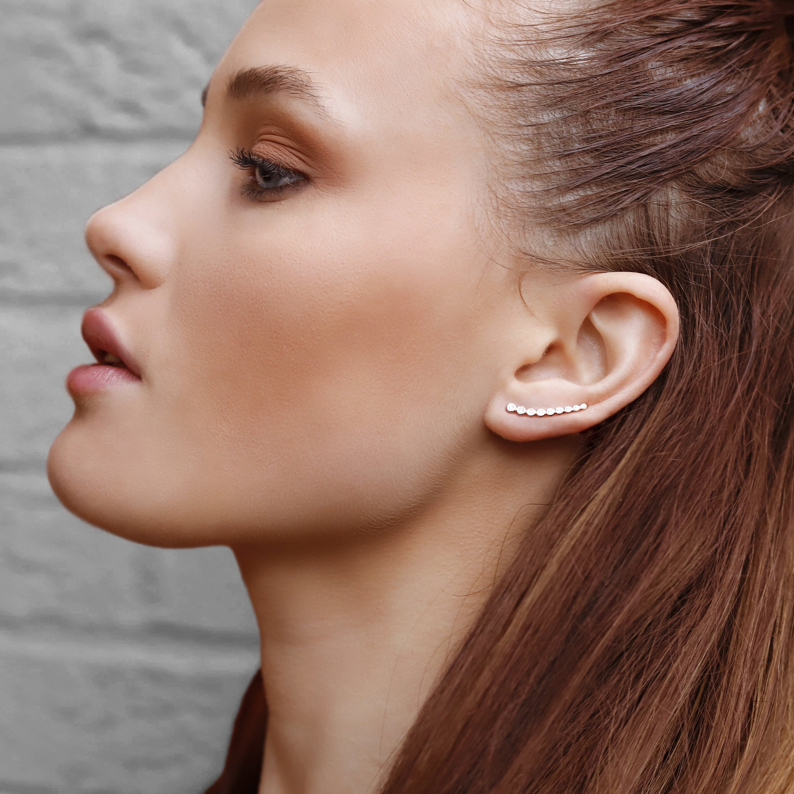 Ear Climbers, Simple Earrings, Ear Crawlers, Ear Climber Earrings, Sterling Silver Earrings, Geometric Earrings,Minimalist Earrings, 9 stone