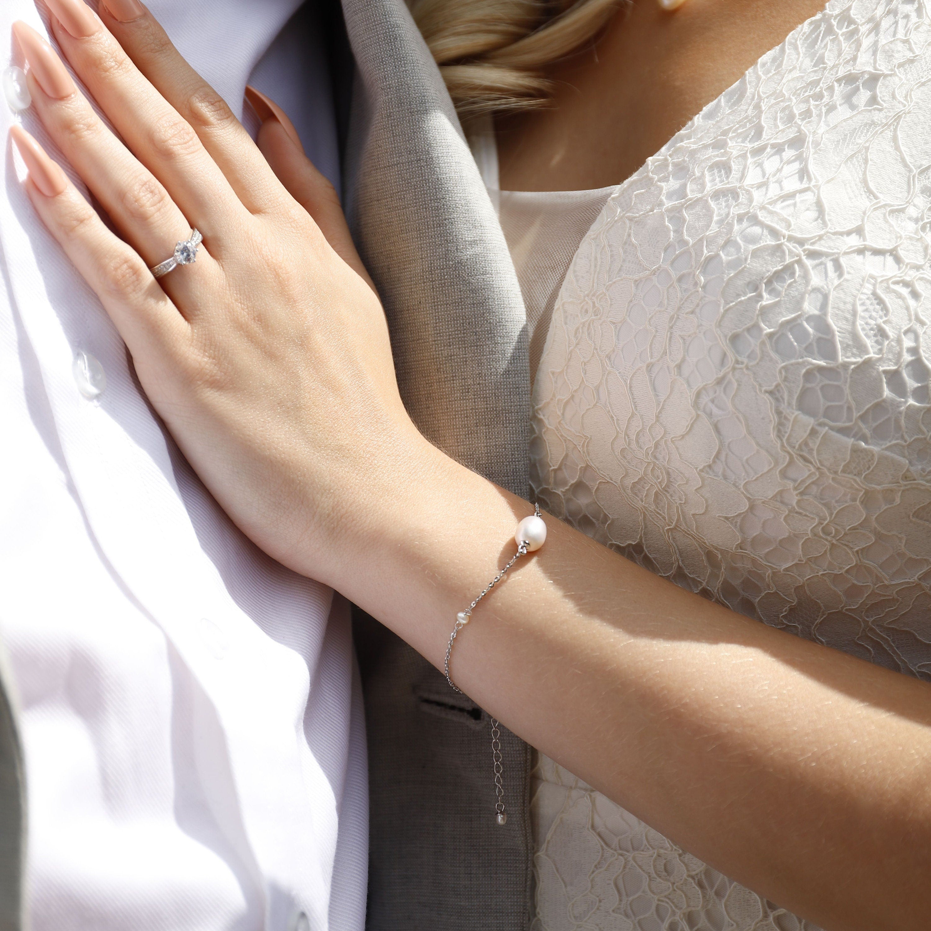 Pearl Bracelet For Women, Freshwater Pearl Bracelet, Bridesmaid Gift, Sterling Silver Bracelet, Birthday Gift Idea, Gift For Mum