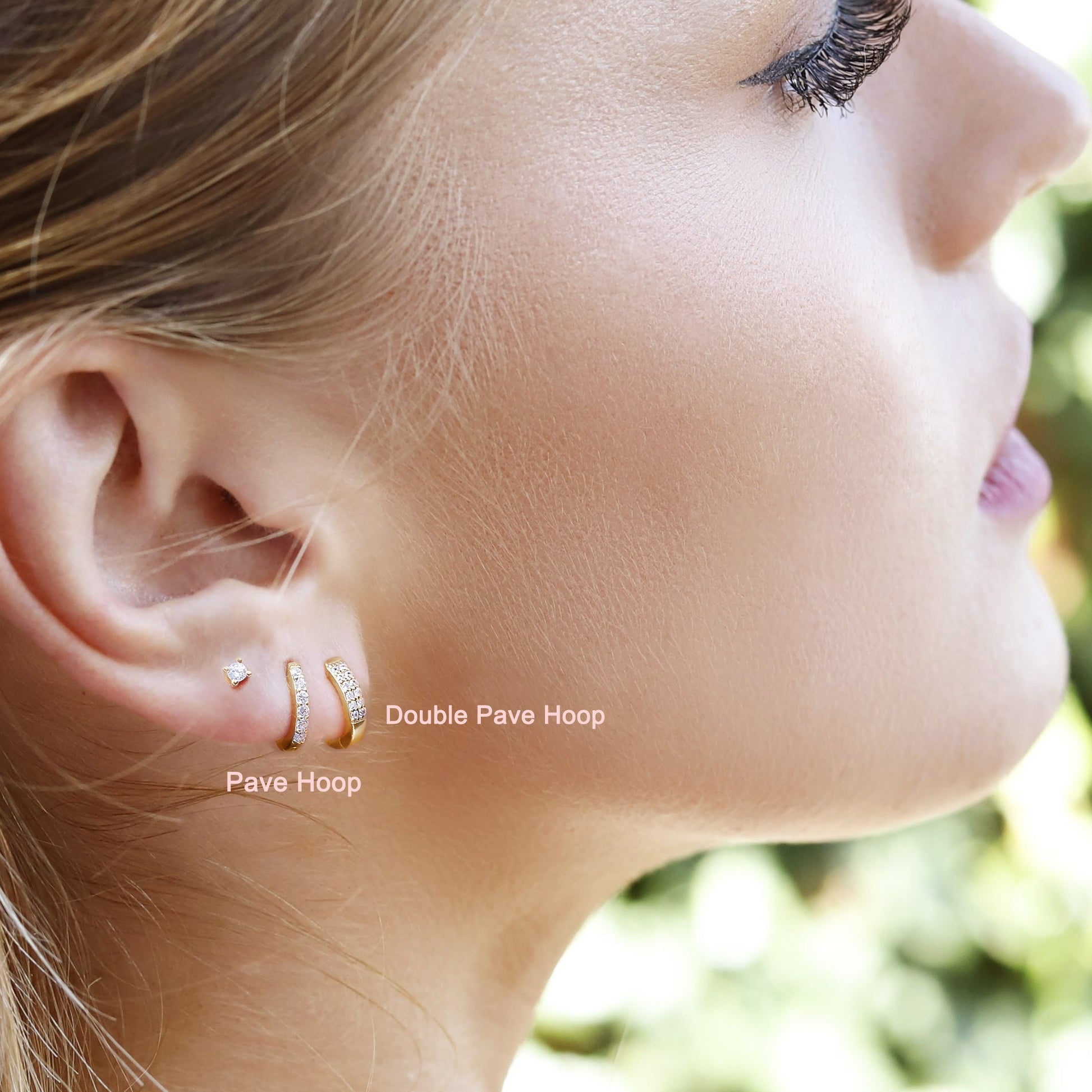 Double Huggie Hoop Stud Earrings - Double CZ Hoop Earrings - Dainty Silver Hoop  - Small Hoop Earrings - Clear Stone Huggie - Ear Wrap Stud