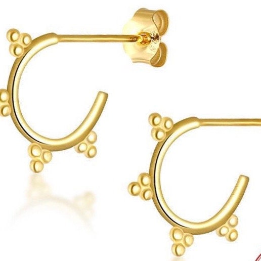 Tiny Huggie Hoop Earrings, Bead Sleeper Hoops, Dainty Hoop Earrings, Tiny Huggies, 18K Gold Plated Hoops,Sterling Silver Huggies