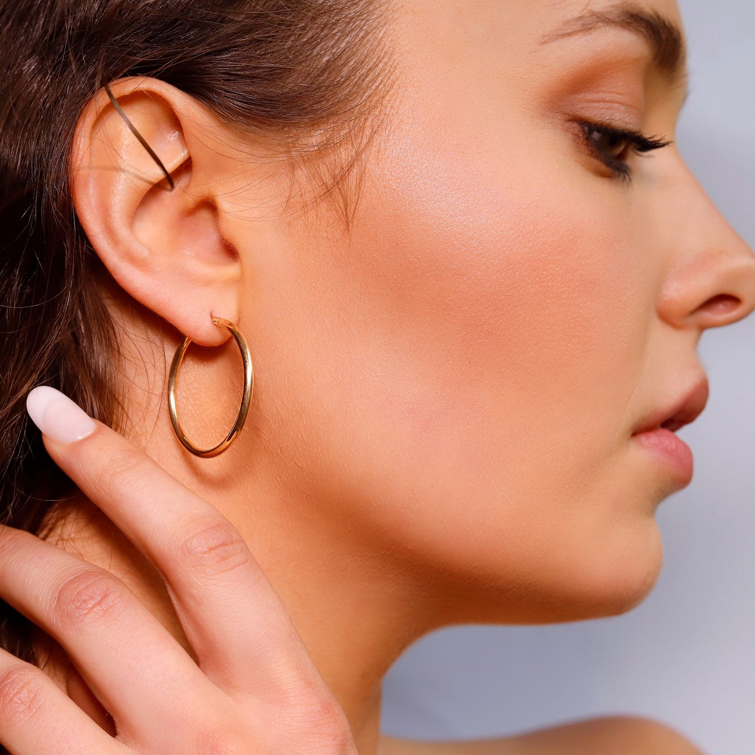 Pair of AJJ Sterling Silver 925 hoop sleeper earrings in 10 to 50 mm, simple and elegant silver hoop earrings.