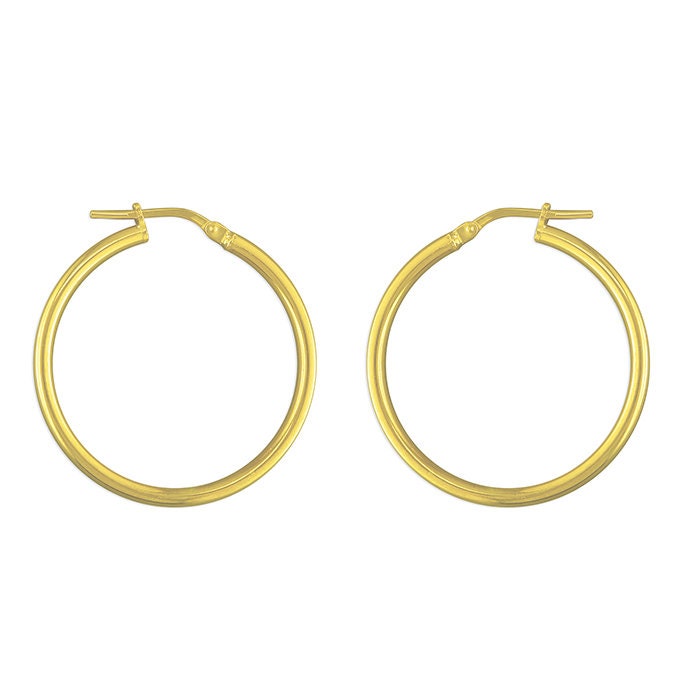 Pair of Sterling Silver 925 Hoop Sleeper Earrings ( 10, 20,30, 40, 50 MM ) Simple Silver Hoop Earrings