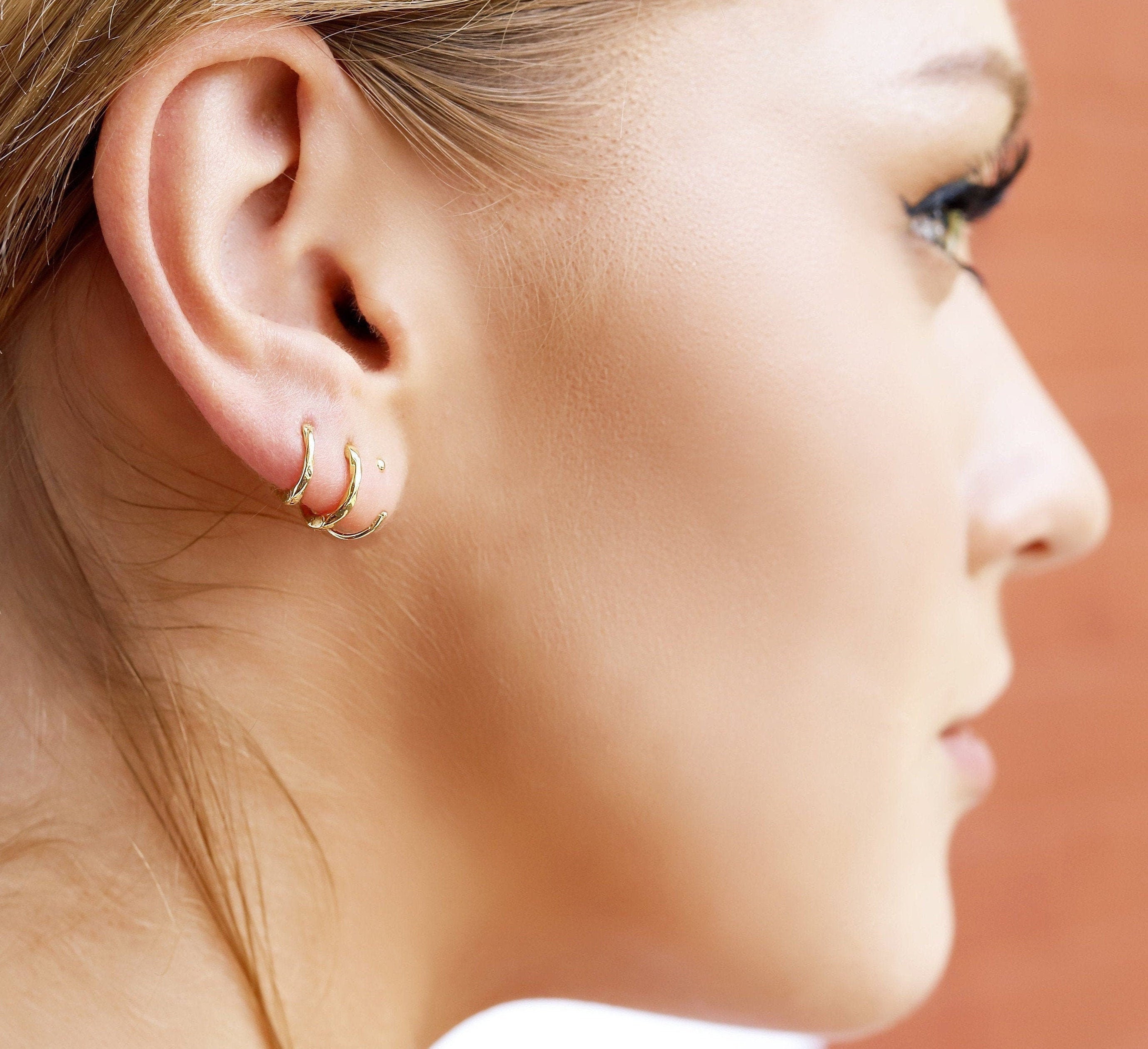 Minimalist Huggie Hoops • small hoop earrings • open hoop earrings • dainty twisted gold hoops • silver hoops • huggie hoop earrings •