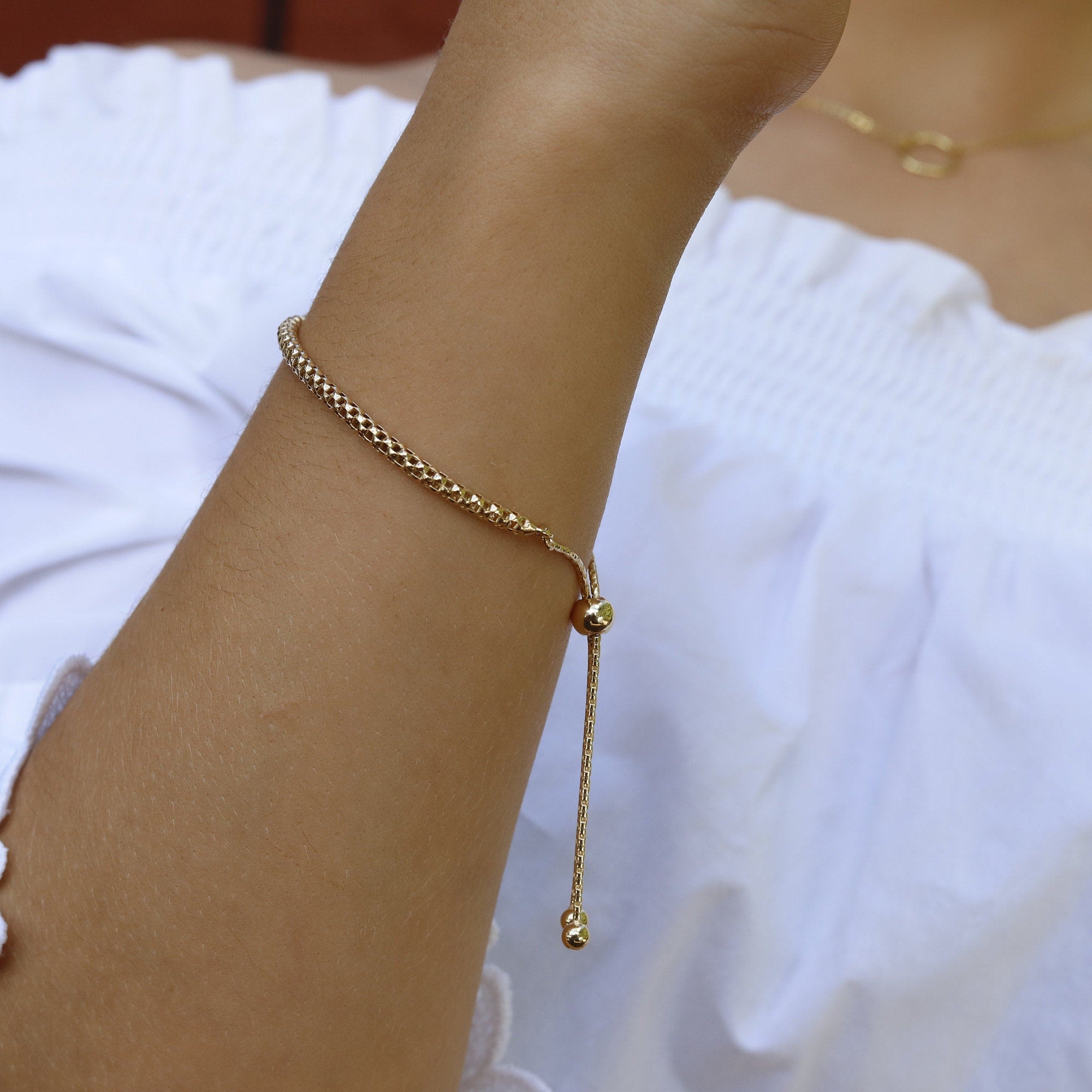 Beau - Delicate chunky popcorn chain bracelet, silver popcorn bracelet,for women,girls, Dainty rose gold chain bracelet