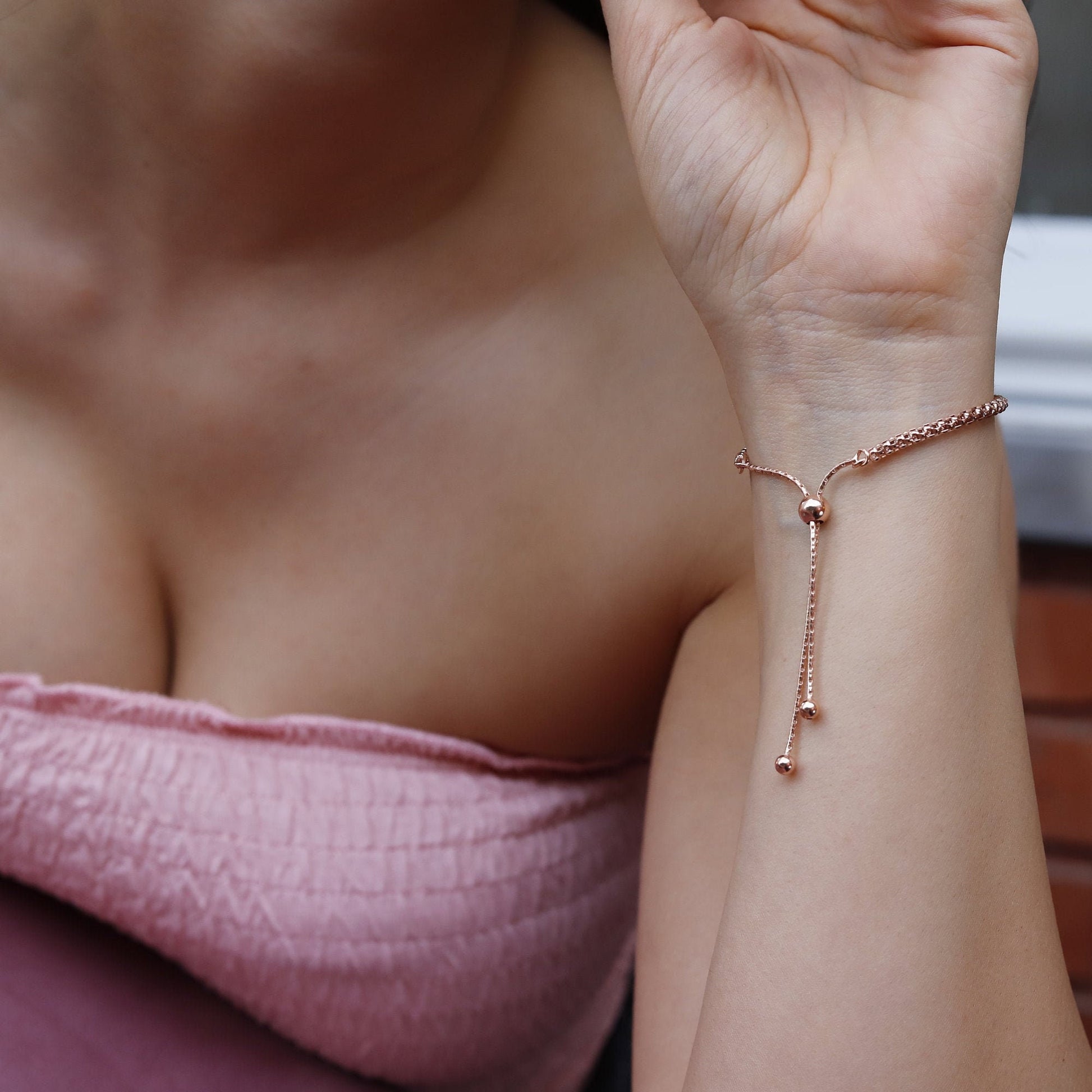 Beau - Delicate chunky popcorn chain bracelet, silver popcorn bracelet,for women,girls, Dainty rose gold chain bracelet