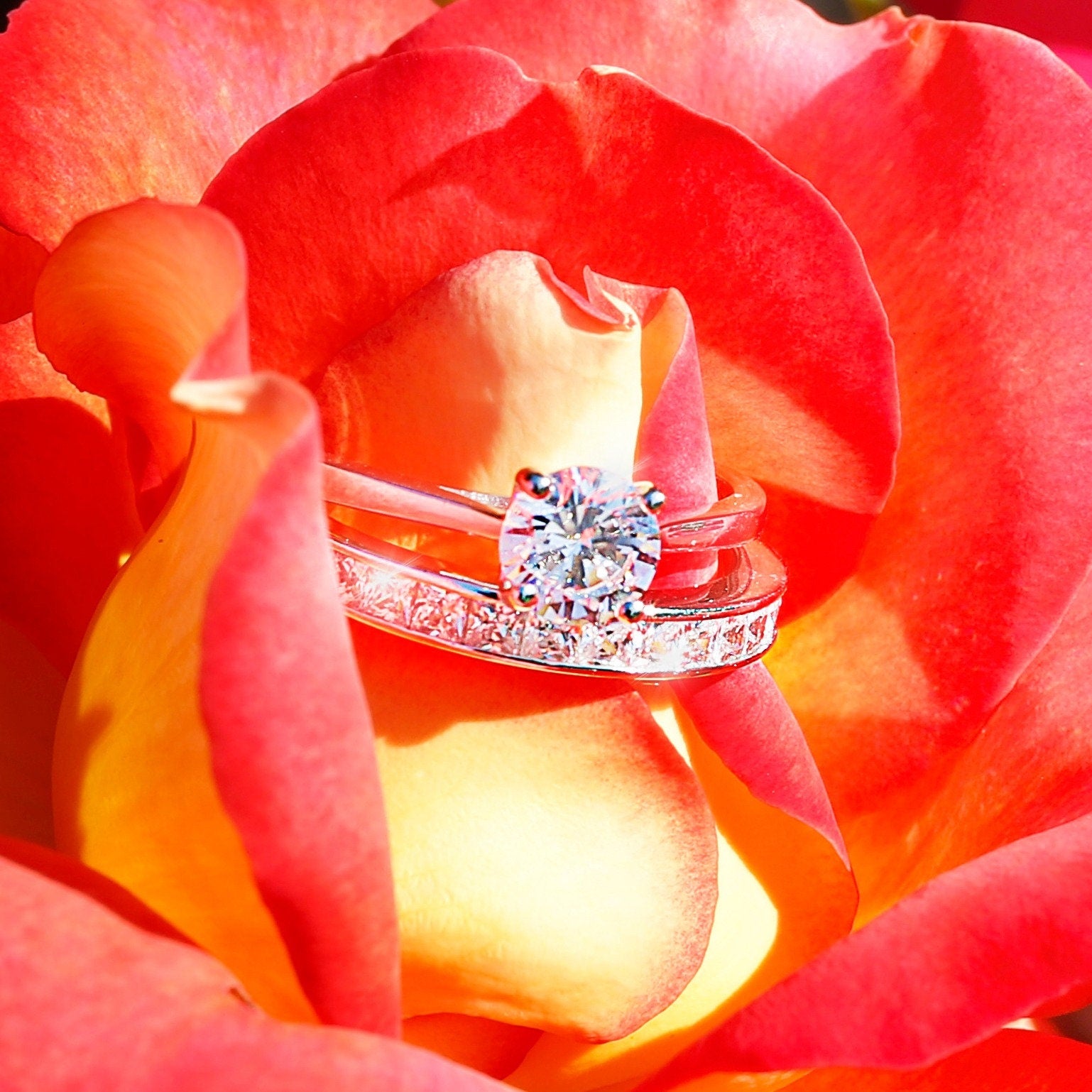 Elsa - Sterling Silver Simulated Diamond Eternity Engagement Wedding Ring 2Pc Set for Women