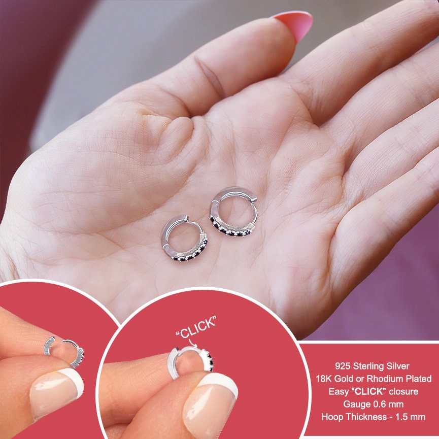 Huggie Hoop Earrings • gold conch hoop • cartilage hoop • hoop earrings • silver pave ring hoop • tragus hoop • small helix hoop