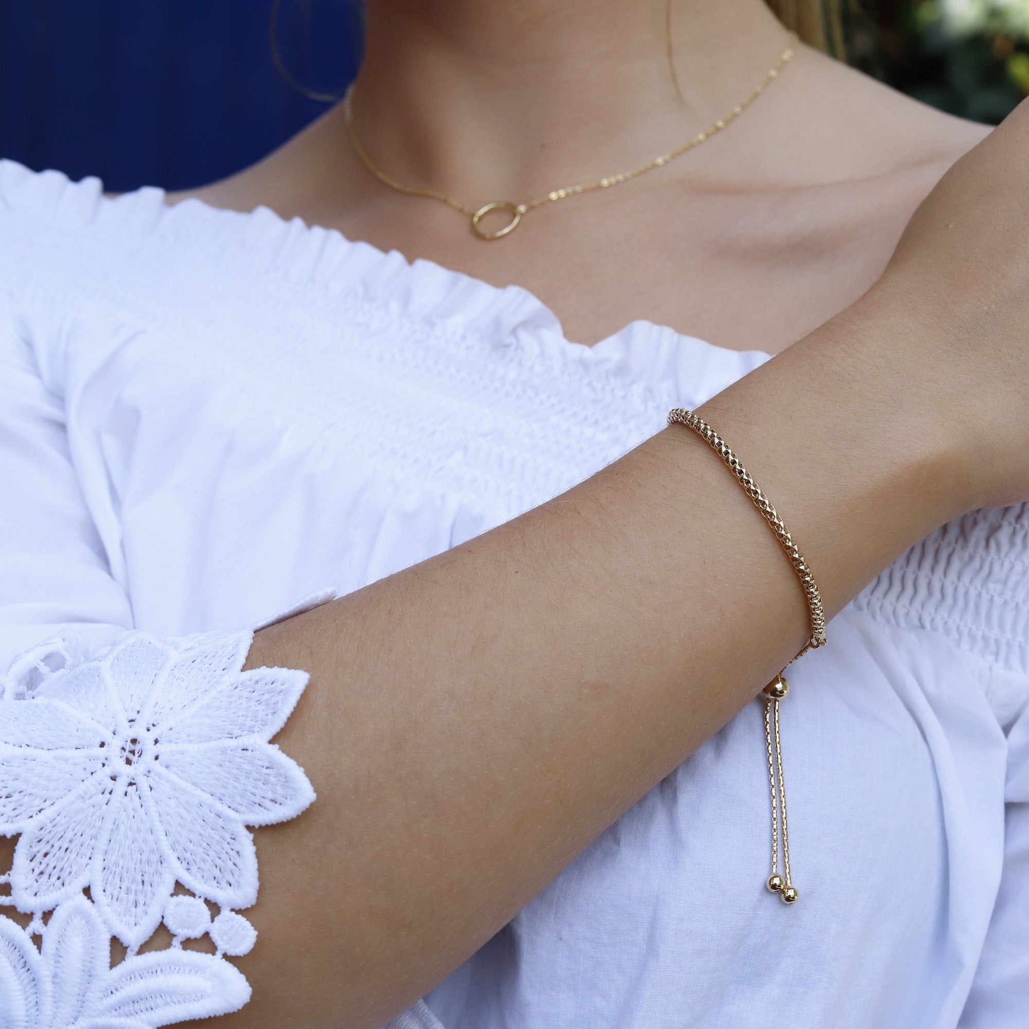 Beau - Delicate chunky popcorn chain bracelet, silver popcorn bracelet,for women,girls, Dainty rose gold chain bracelet