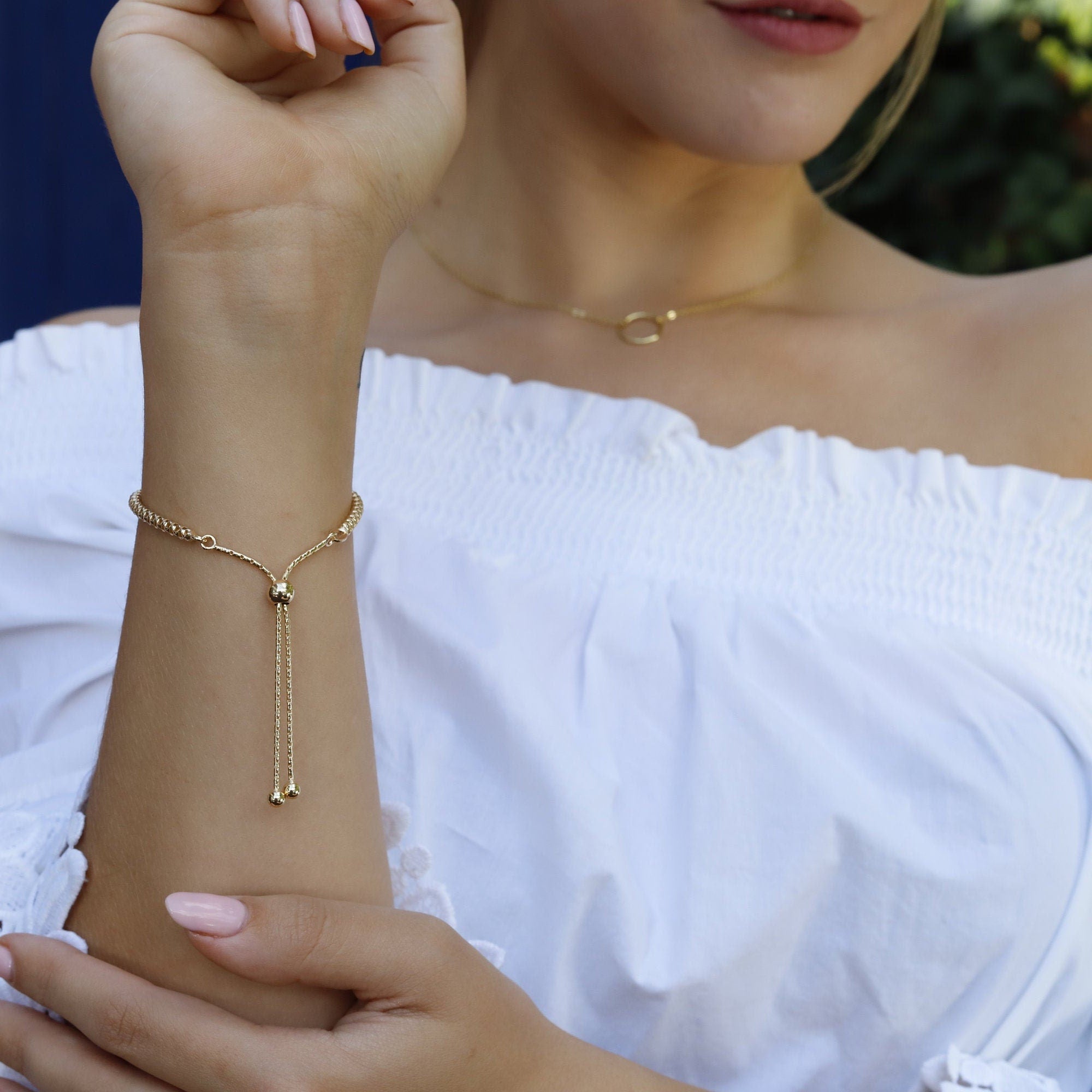 Beau - Delicate chunky popcorn chain bracelet, silver popcorn bracelet,for women,girls, Dainty rose gold chain bracelet