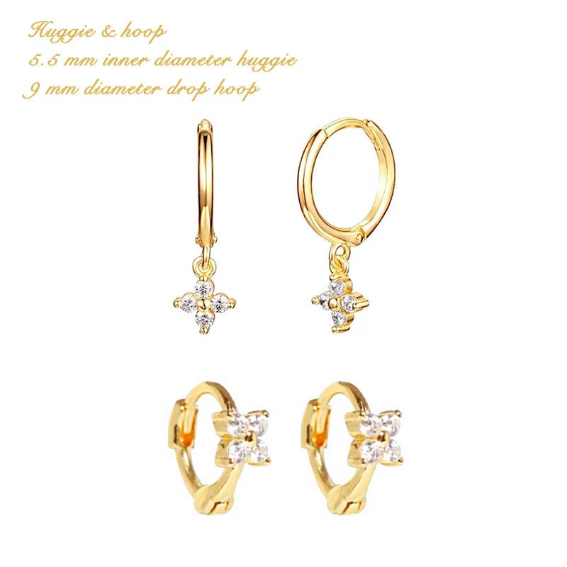 Minimalist Flower Huggie Hoops • small hoop earrings • tiny hoop earrings • dainty hoops • silver hoops • huggie hoop earrings
