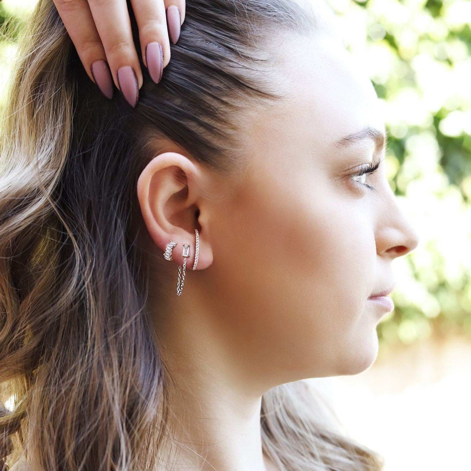 ALEXA-Minimalist Chain Earrings - Chain Loop Earrings - Silver Chain Earrings - Dainty Earrings -Stud Earrings  -  Bar Earrings - Tiny Earrings