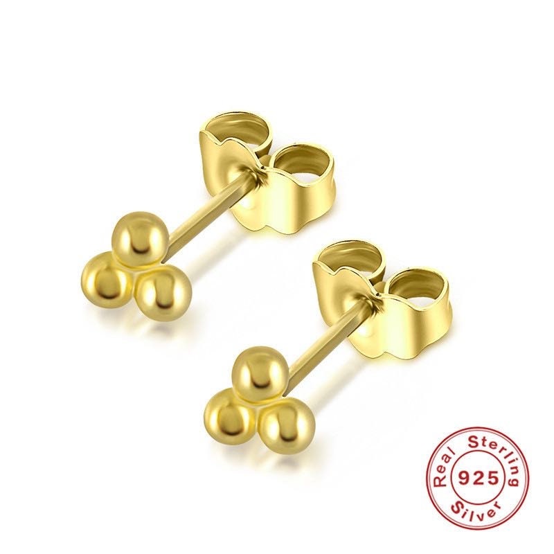 Tiny Huggie Hoop Earrings, Bead Sleeper Hoops, Dainty Hoop Earrings, Tiny Huggies, 18K Gold Plated Hoops,Sterling Silver Huggies