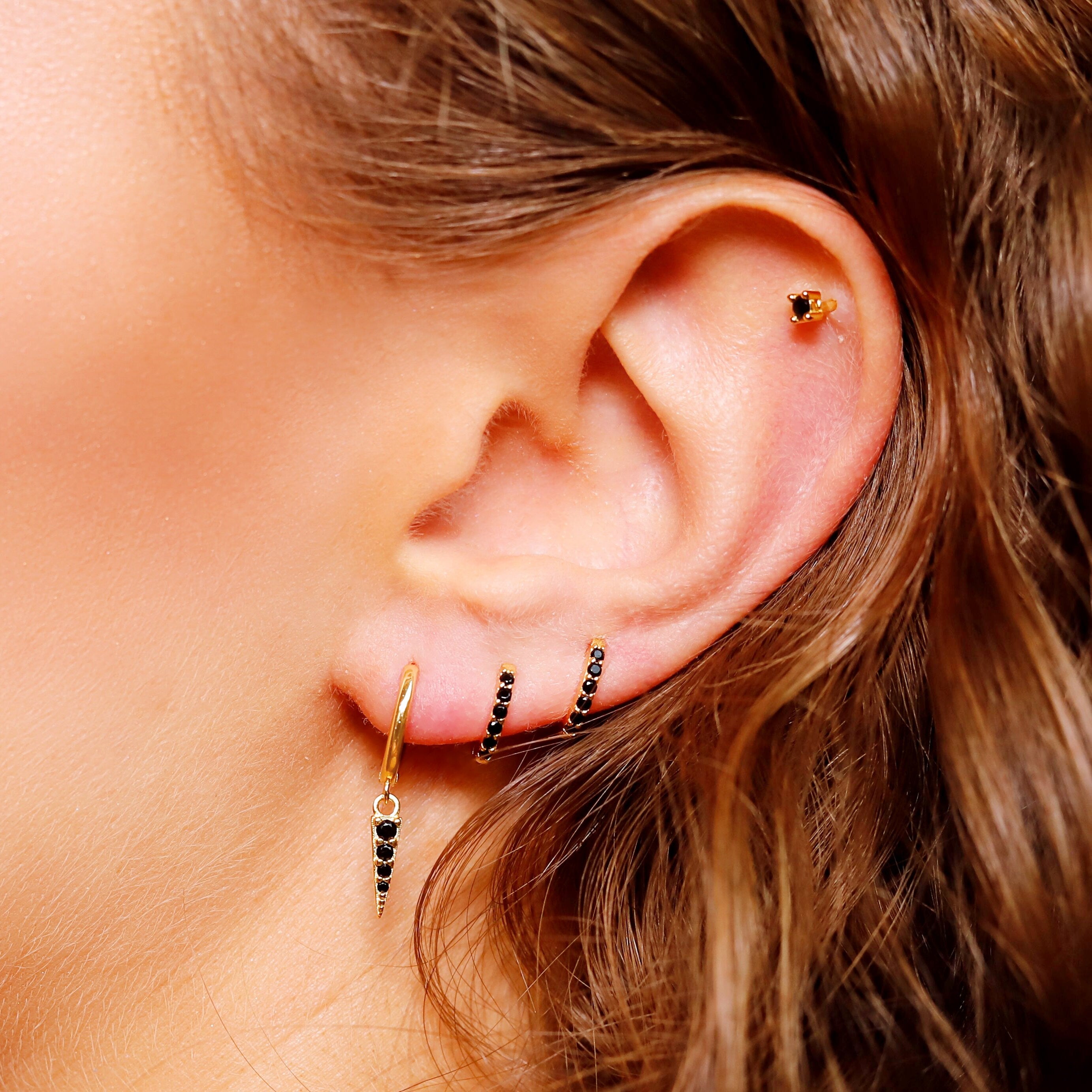 Huggie Hoop Earrings • gold hoop • cartilage hoop • hoop earrings • silver Geometric hoop • dagger hoop •