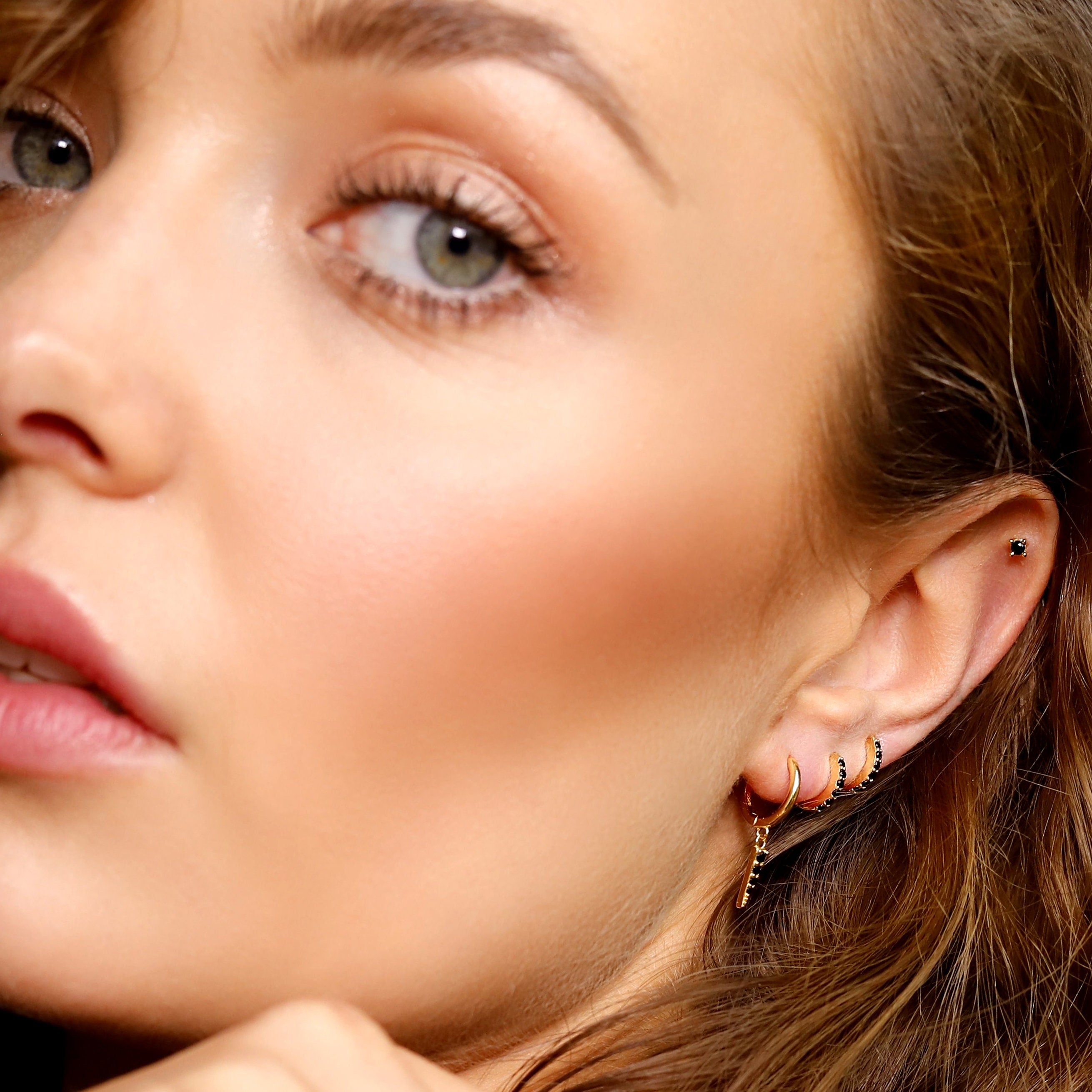 Huggie Hoop Earrings • gold hoop • cartilage hoop • hoop earrings • silver Geometric hoop • dagger hoop •