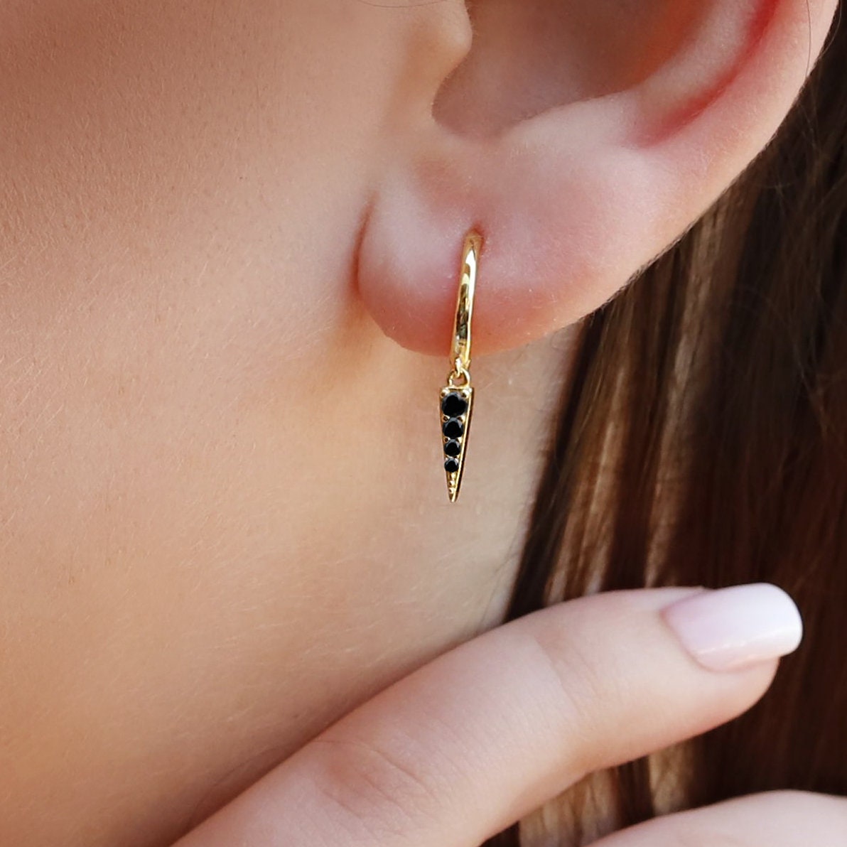 Huggie Hoop Earrings • gold hoop • cartilage hoop • hoop earrings • silver Geometric hoop • dagger hoop •