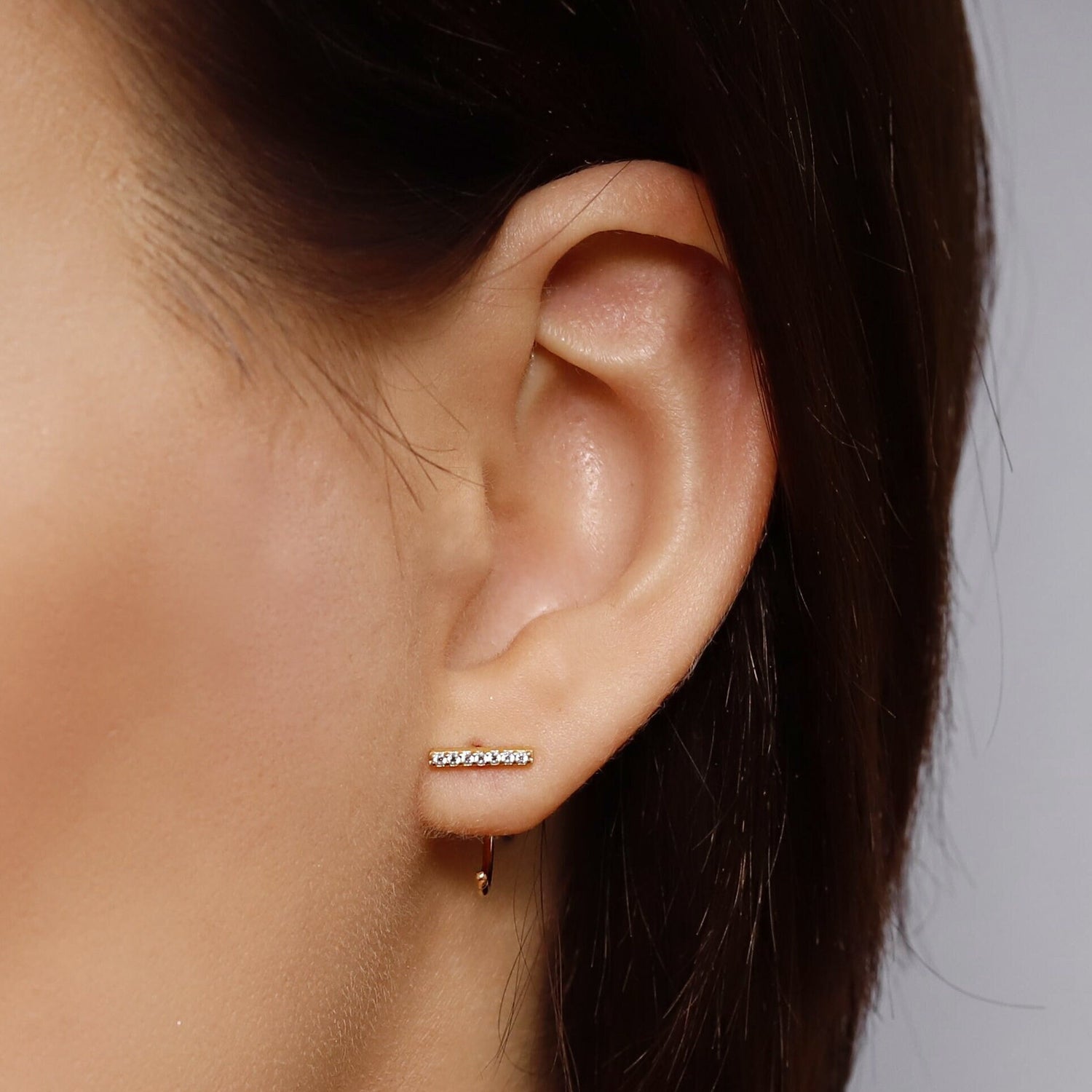 Elena - Minimalist Pave Staple Hoops • small hoop earrings • open hoop earrings • dainty hoops • silver hoops • Simple hoops