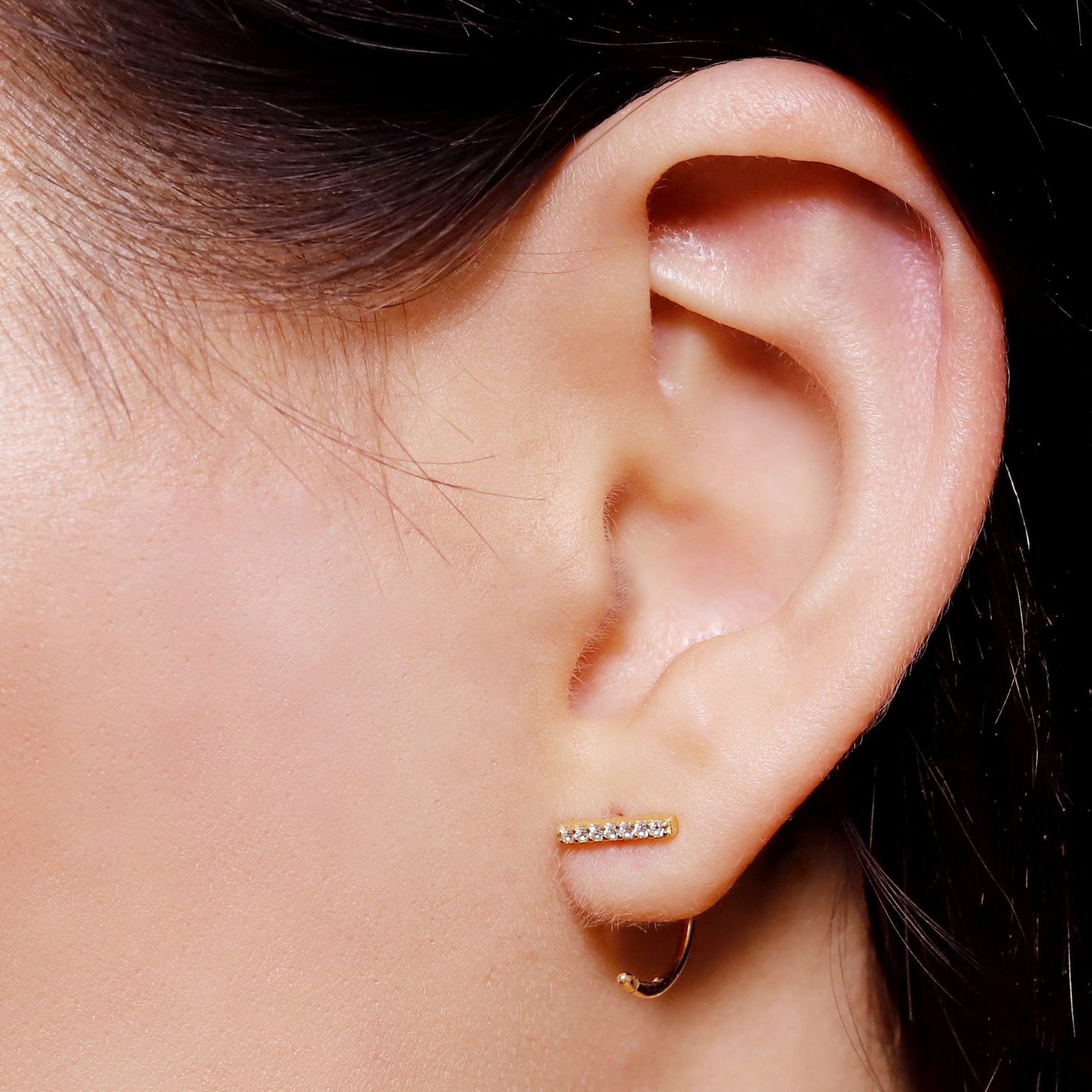 Elena - Minimalist Pave Staple Hoops • small hoop earrings • open hoop earrings • dainty hoops • silver hoops • Simple hoops