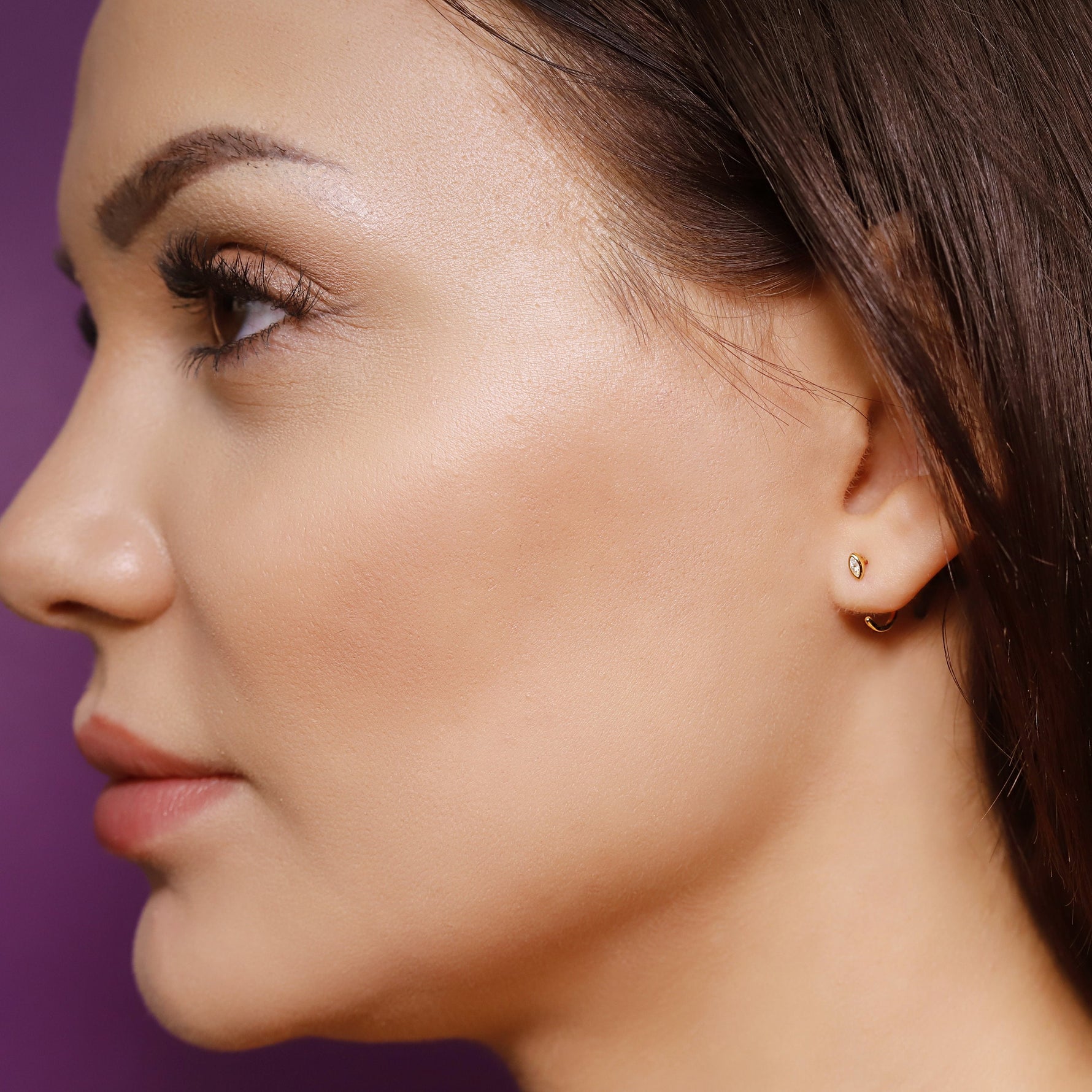 Sterling silver huggie hoop earrings by AJJ, delicate open geometric silver hoops, minimalist and simple silver earrings.