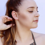 AJJ Pearl Huggie Hoops, small open silver hoop earrings with dainty pearl accents, perfect for subtle elegant style