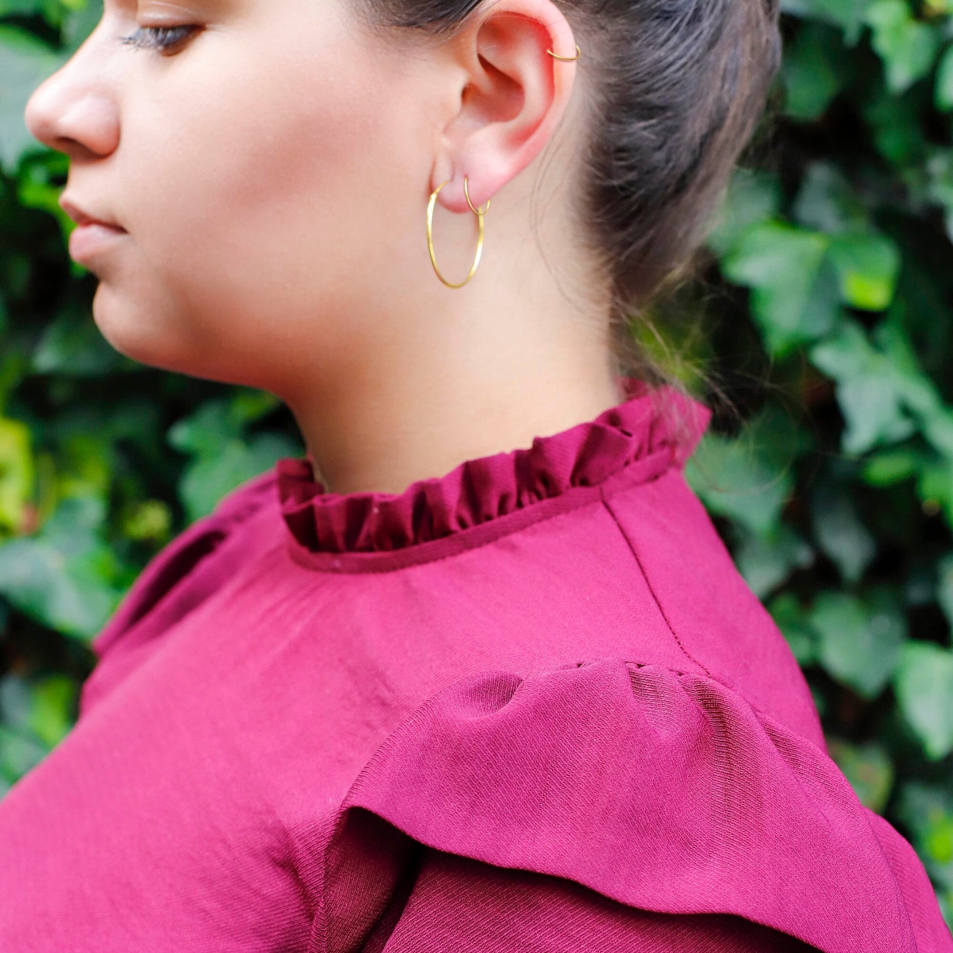Small huggie hoop earrings. Gold huggie hoop earring set. Minimalist sterling silver hoop earrings. Classic Huggie Hoops Size 8 -30 mm