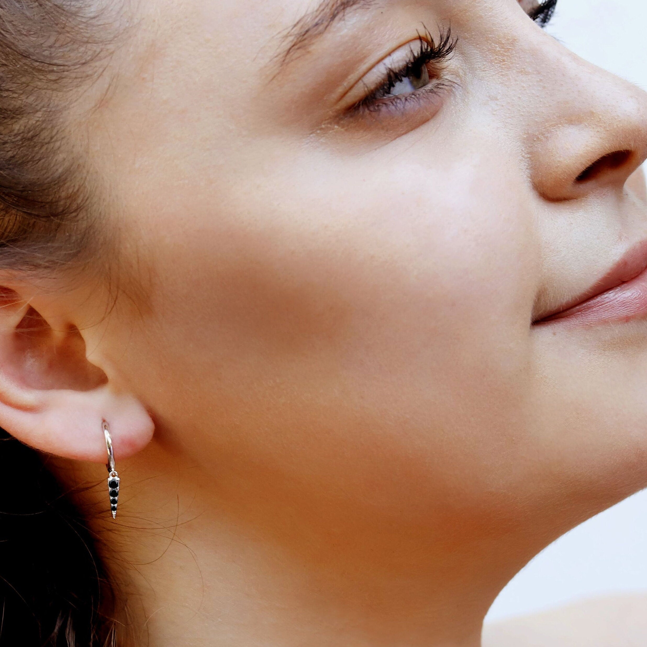 Huggie Hoop Earrings • gold hoop • cartilage hoop • hoop earrings • silver Geometric hoop • dagger hoop •