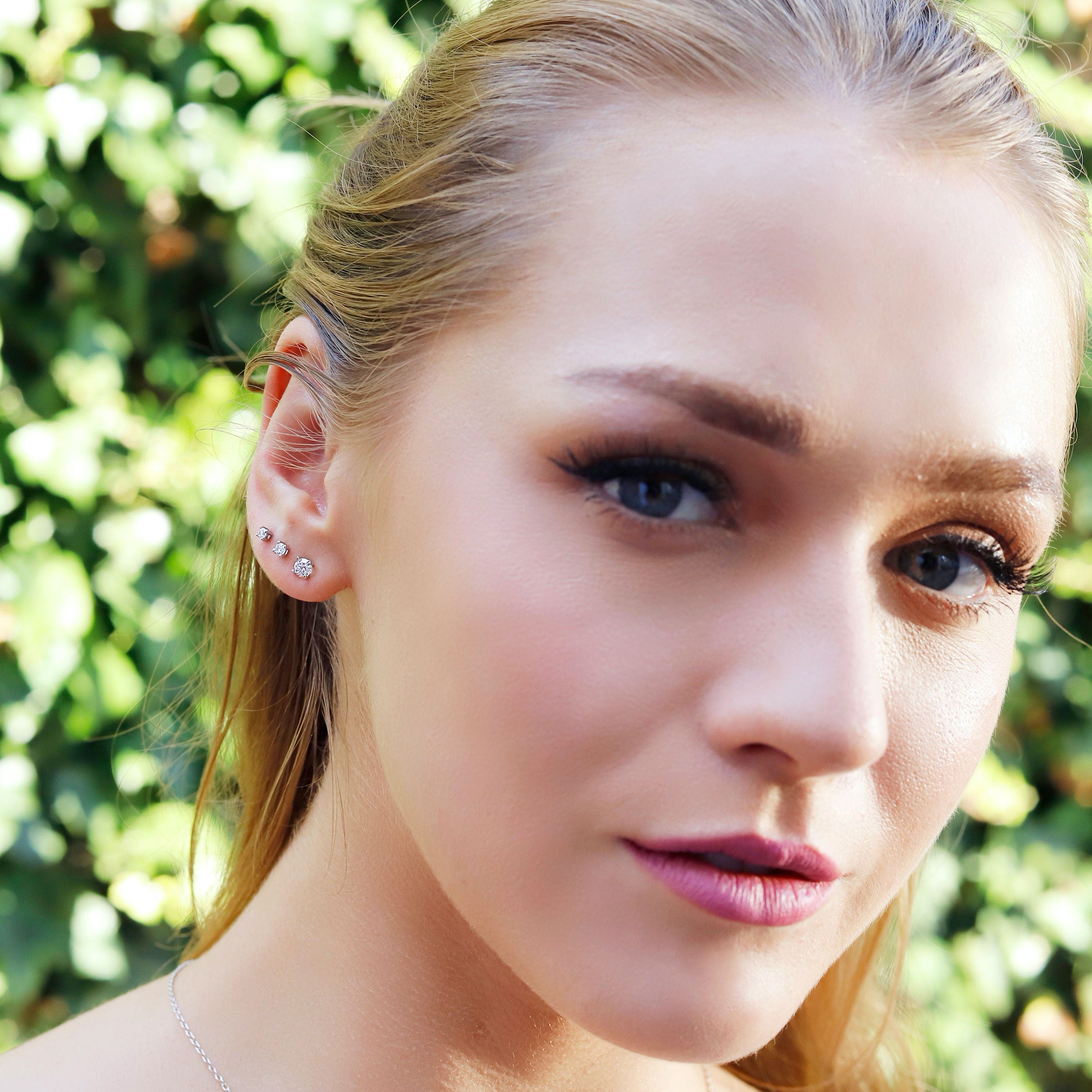 Tiny Stud Earrings - Round Minimalist Earrings - Minimalist Earrings Set- CZ Studs - CZ Tiny Earrings - Earrings Sets for Multiple Piercings