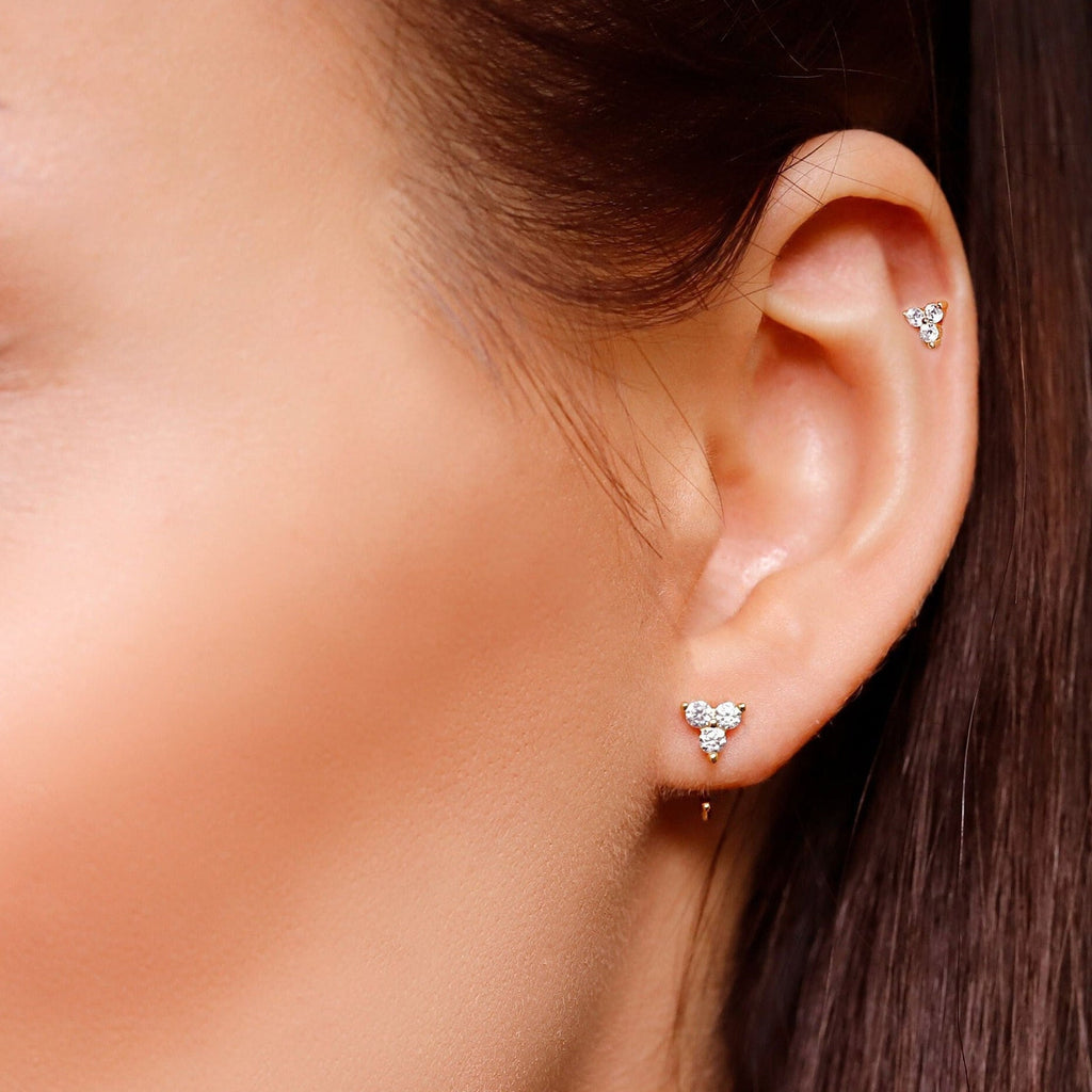 Tiny Stud Earrings - Round Minimalist Earrings - Minimalist Earrings Set- CZ Studs - CZ Tiny Earrings - Earrings Sets for Multiple Piercings