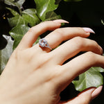 Vintage AJJ engagement ring featuring art deco design, silver band with intricate detailing, perfect for weddings or special occasions.