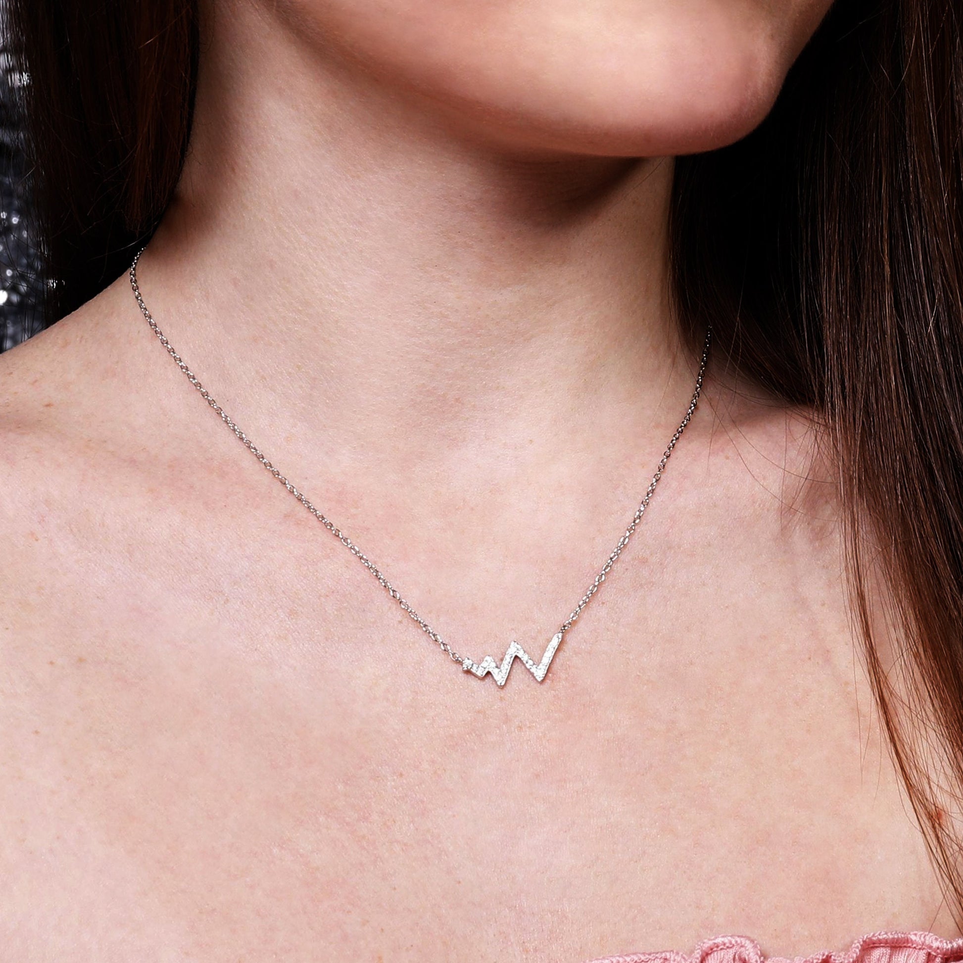 Amy - Stunning Silver Necklace Pendant, Sterling Silver Jewelry, Heart Beat Necklace, Gift for Her, Bridesmaid Gift, Necklace for Women,