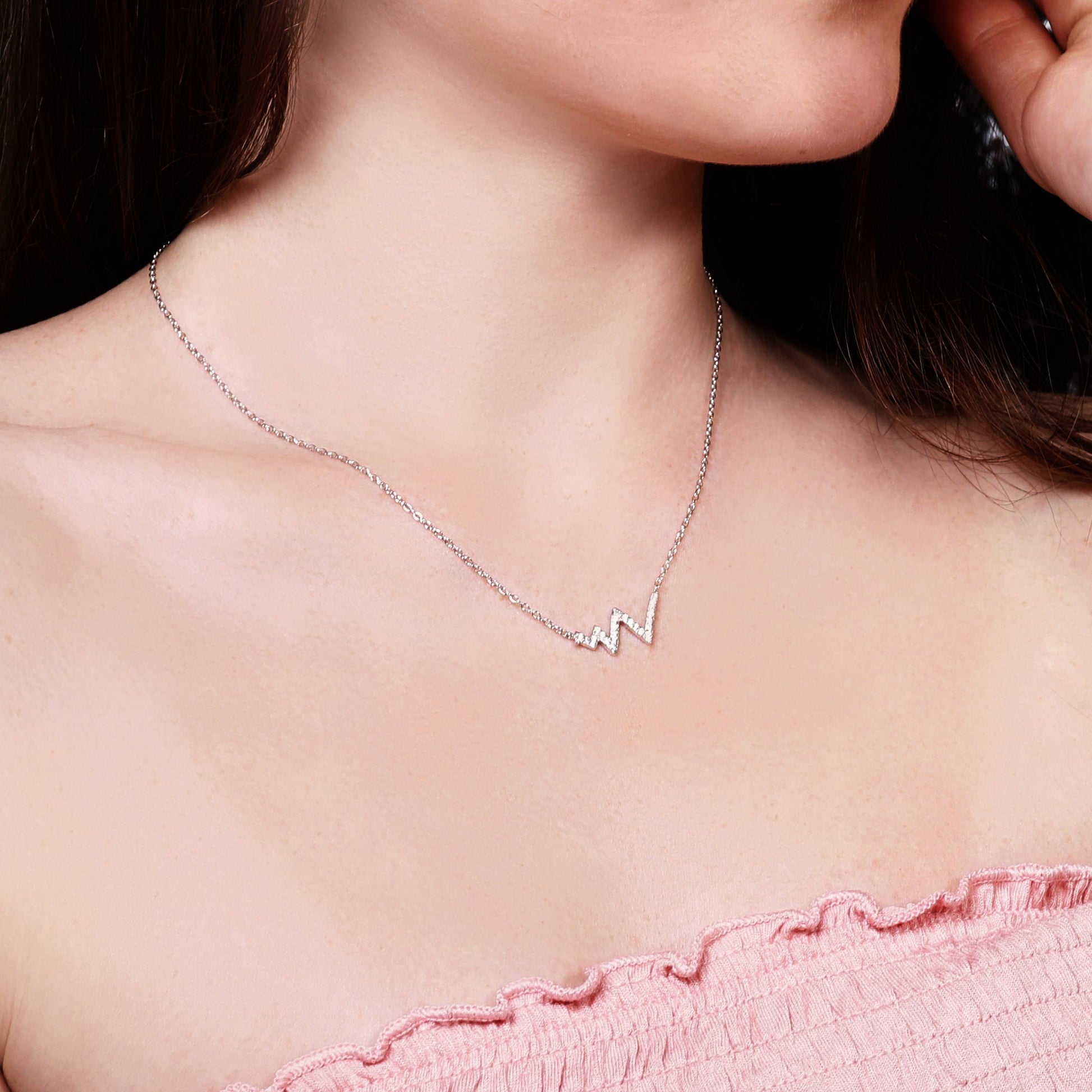 Amy - Stunning Silver Necklace Pendant, Sterling Silver Jewelry, Heart Beat Necklace, Gift for Her, Bridesmaid Gift, Necklace for Women,