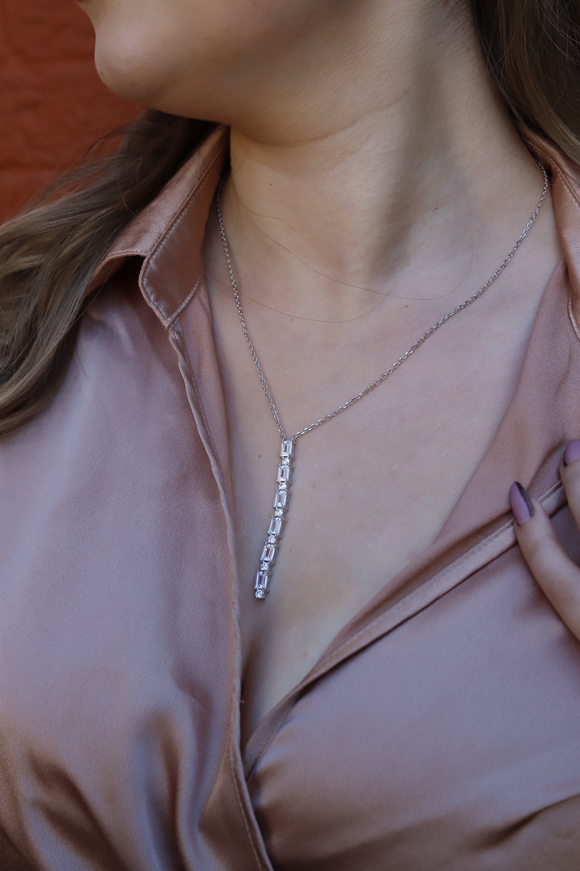 Sterling Silver Stacking Y Necklace, dainty and trendy necklace, unique, silver necklace, gift for her