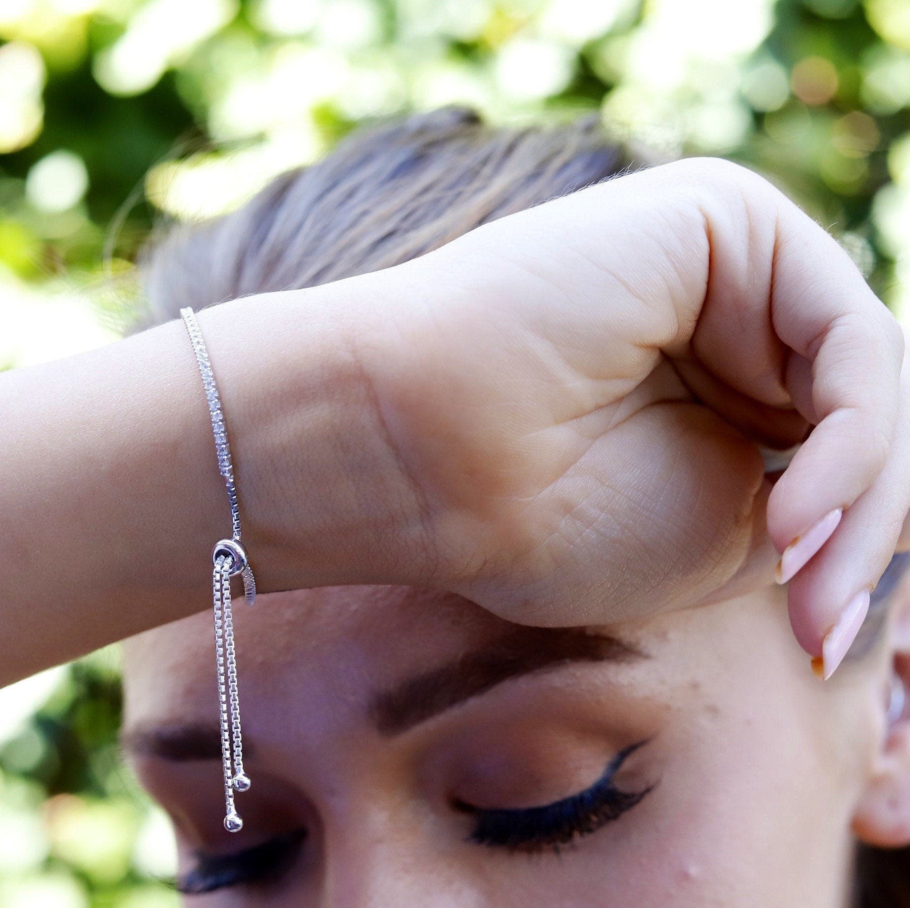 Chevron - Chain Bracelet, Adjustable Bracelet, Sterling Silver Bracelet