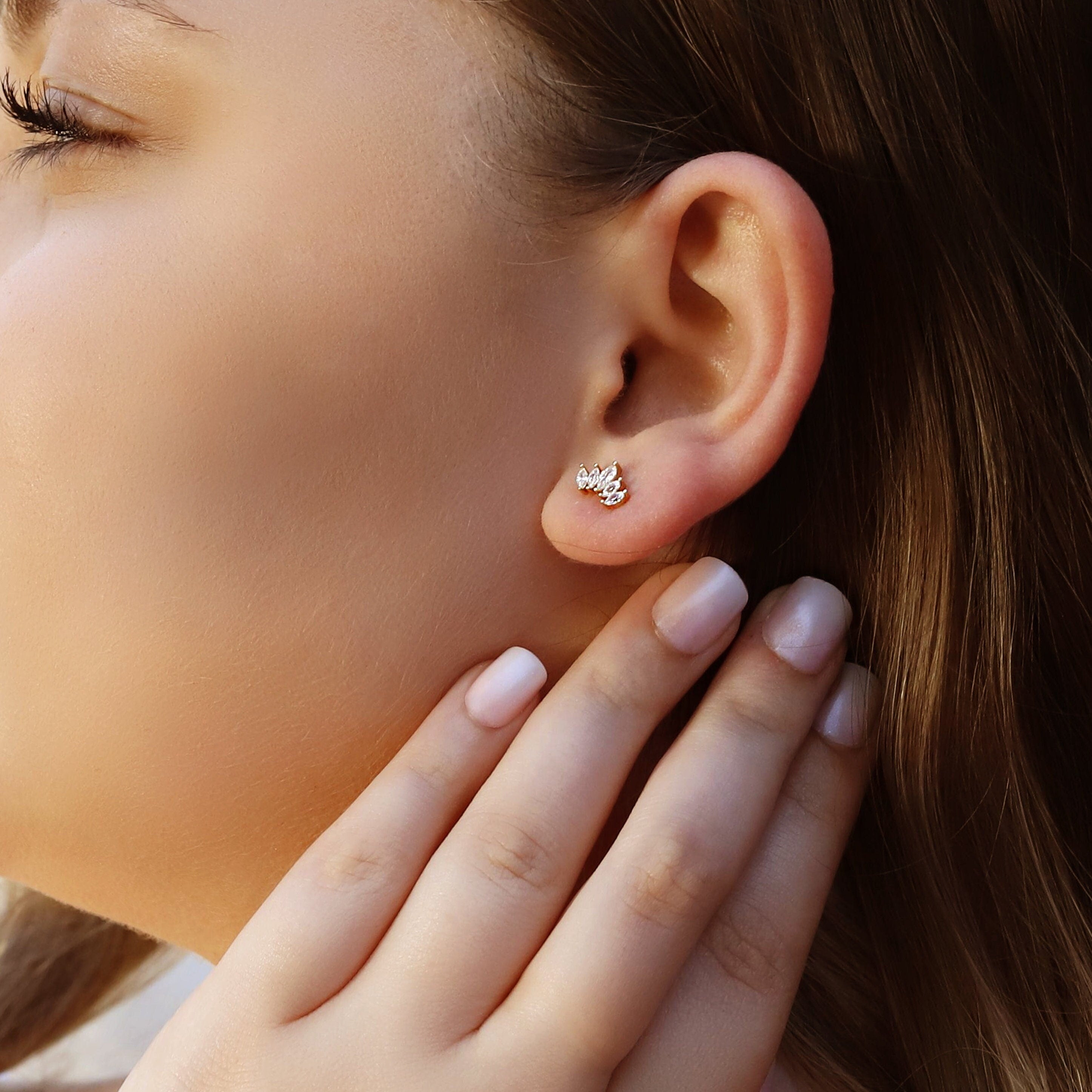 NIKOLA-Tiny Stud Earrings - New Minimalist Earrings - Minimalist Earrings Tiara- Studs - Tiny Earrings - Earrings for Multiple Piercings