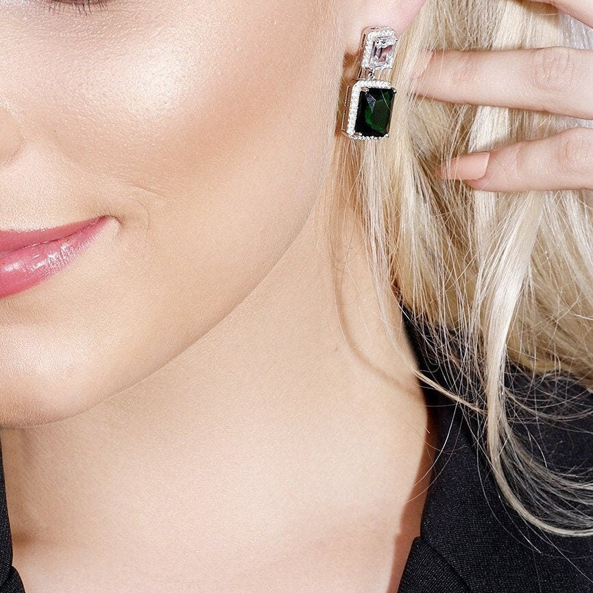 Drop earrings | Ladies Party Christmas Earrings | Earrings with detail| Earrings for Women | Sterling silver with Cubic Zirconia Stones