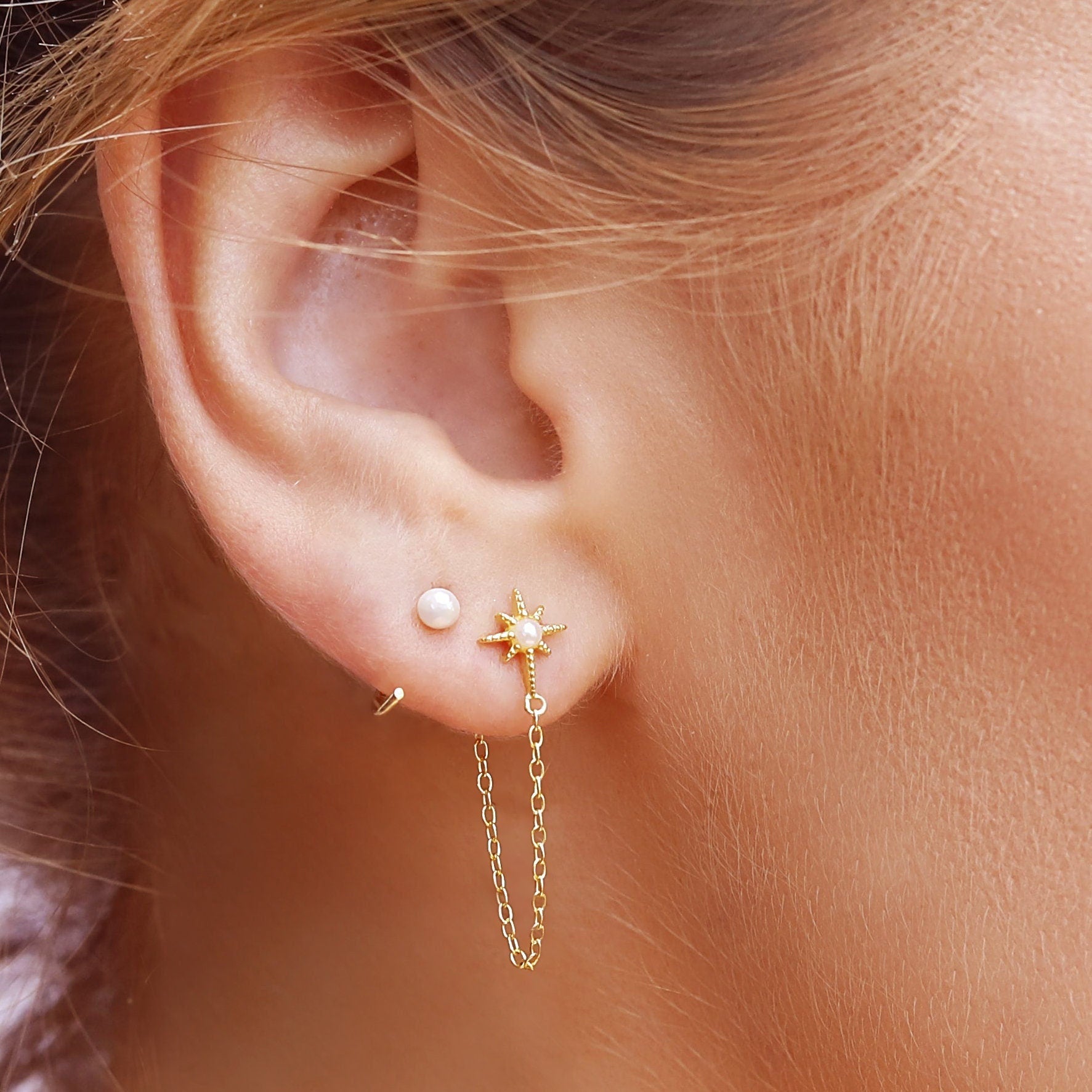 AJJ pearl huggie hoops, small silver open hoop earrings, dainty silver hoops, stylish huggie earrings for everyday wear