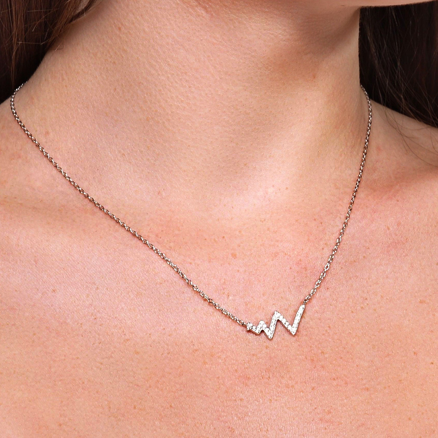 Amy - Stunning Silver Necklace Pendant, Sterling Silver Jewelry, Heart Beat Necklace, Gift for Her, Bridesmaid Gift, Necklace for Women,