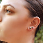 AJJ Heather tiny stud earrings with clear CZ diamonds, minimalist design, perfect for multiple piercings and everyday wear