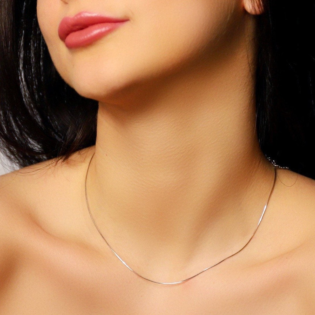 ROSIE - Sterling Silver Skinny Plain Chain Necklace, Available in Silver/Gold Tone