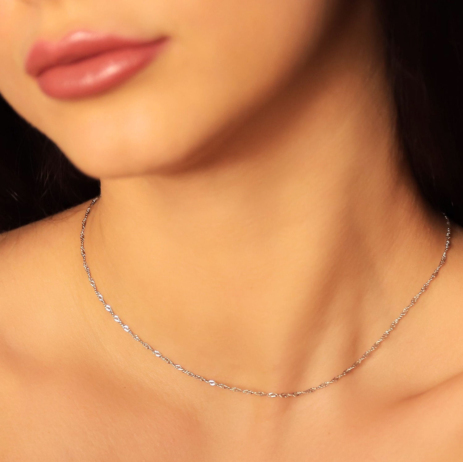 Loren - Super Dainty Chain Choker• Ripple Style Chain• Lace Chain• Simple Choker Necklace