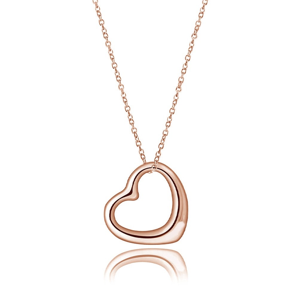 Becky - Dainty Silver/Rose Gold Layering Necklace, 925 Sterling Silver 18K Rose Gold plated, dainty Open heart necklace