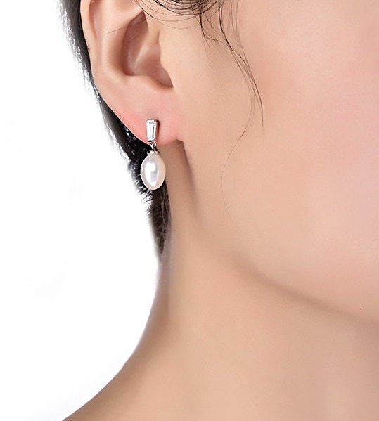 Pearl Drop Earring, White Pearl Drop Earring, 925 Sterling Silver Freshwater Pearl Earring Bridal Earring Wedding Jewellery Gift For Her