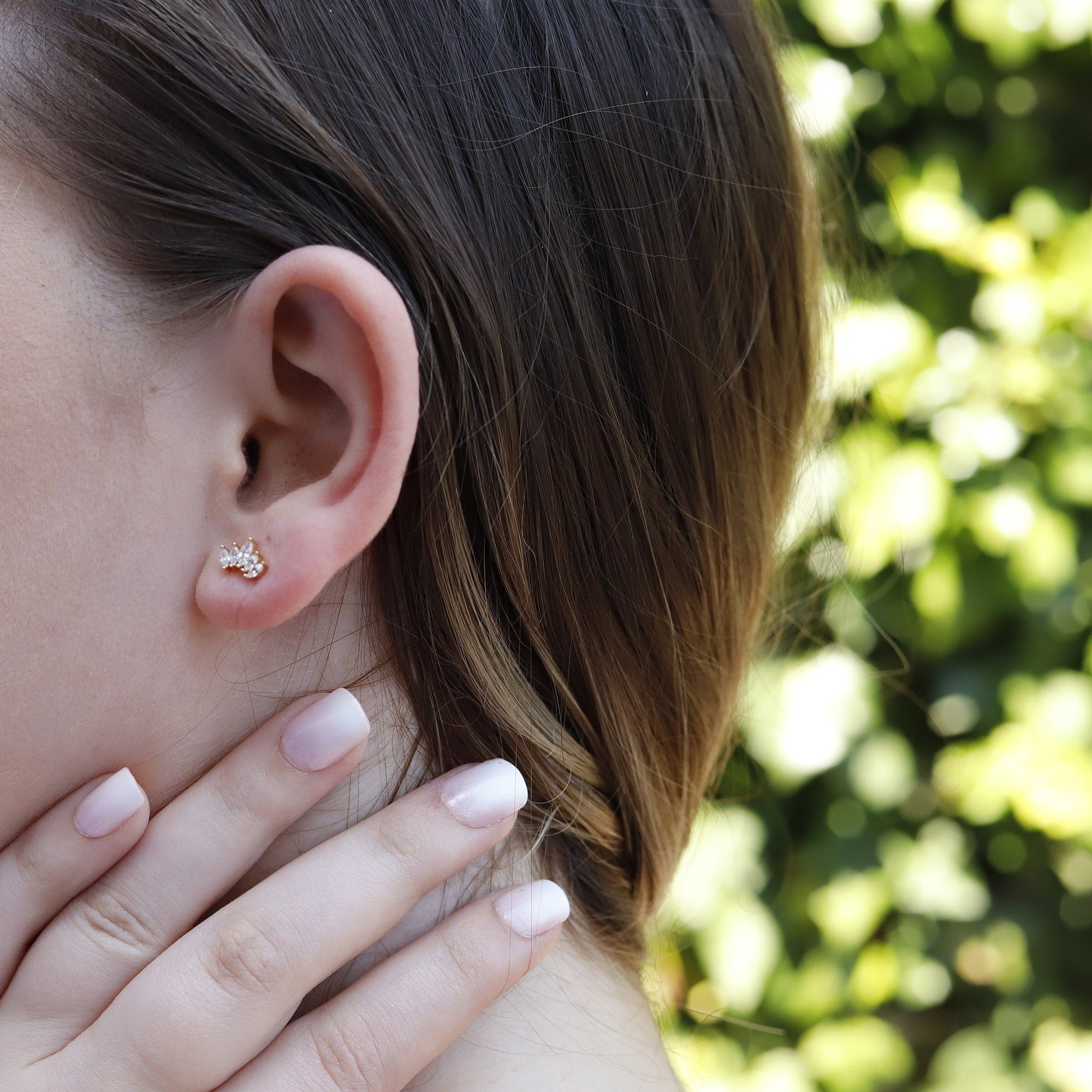 NIKOLA-Tiny Stud Earrings - New Minimalist Earrings - Minimalist Earrings Tiara- Studs - Tiny Earrings - Earrings for Multiple Piercings