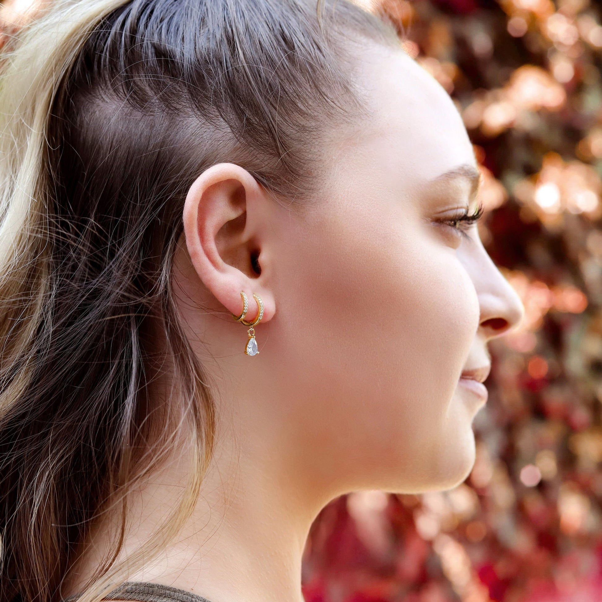 CATHY-Tiny Huggie Hoop Earrings,CZ Huggie Hoop Earrings,Dainty CZ Hoop Earrings,Dainty Tiny Huggies,18K Gold Plated Hoops,Sterling Silver Huggies