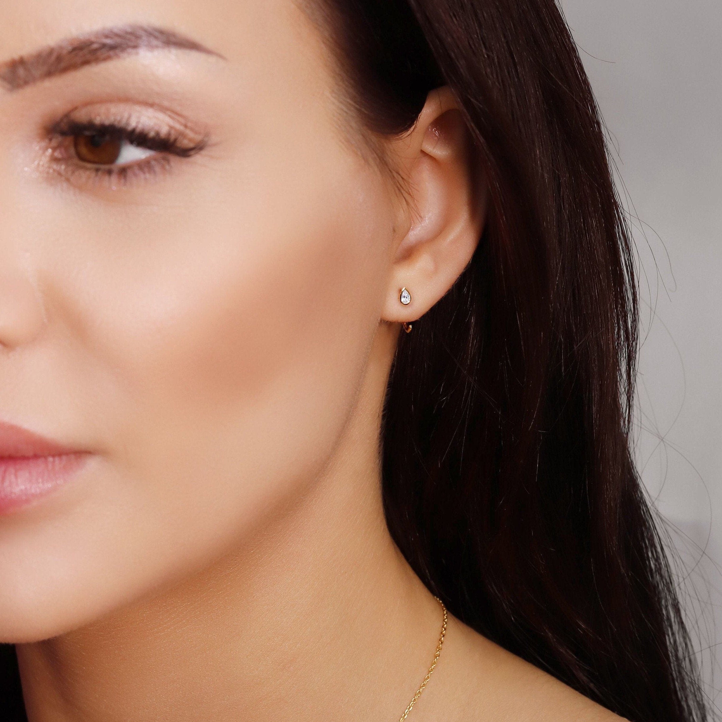 Sterling Silver Huggie Hoop Earrings | Delicate Open Hoop Earrings | Minimalist Earrings | Silver Pull Hoops | Simple Silver Earrings |