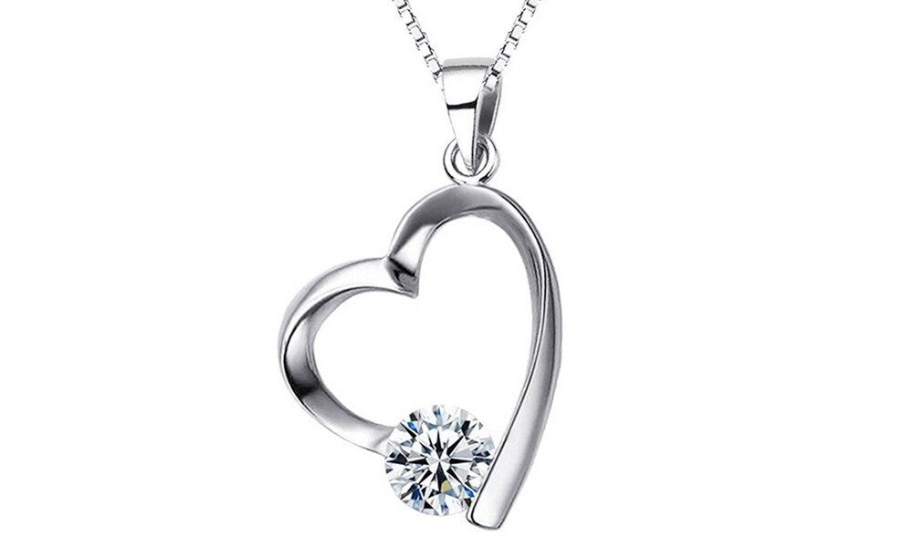 RYS - Delicate Dazzling Heart Style Necklaces •Link Chain • Choker Necklace, Satellite Necklace, Heart Dainty Necklace
