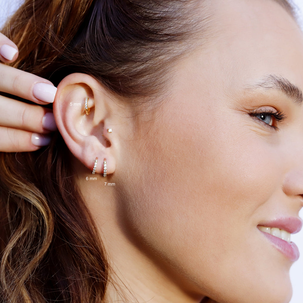 Huggie Hoop Earrings • gold conch hoop • cartilage hoop • hoop earrings • silver pave ring hoop • tragus hoop • small helix hoop