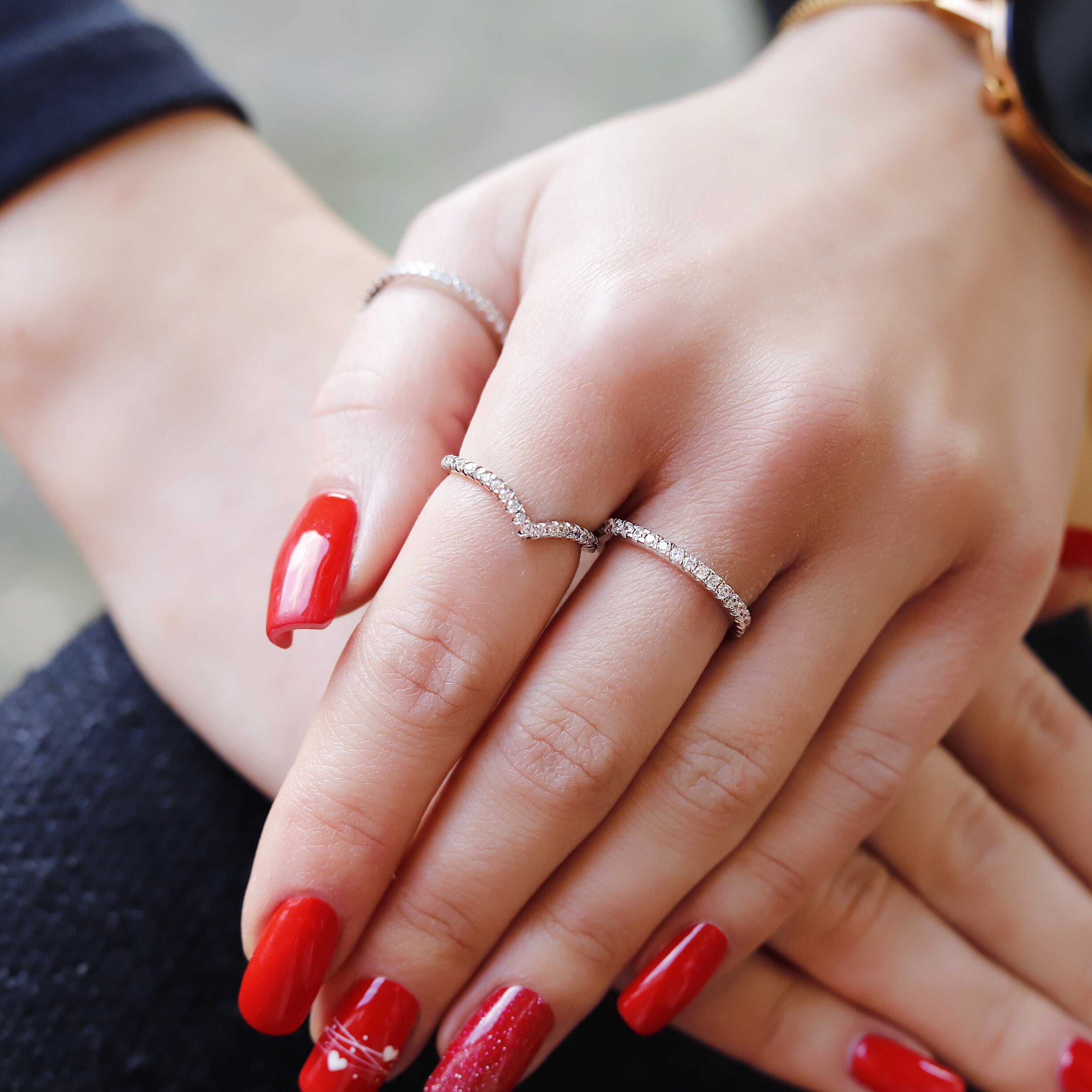 kaitie - Wedding Band, Full Round Engagement Ring, Crystal Wedding Ring, Bridal Ring, Delicate Eternity Band, Full Round Bridal Band