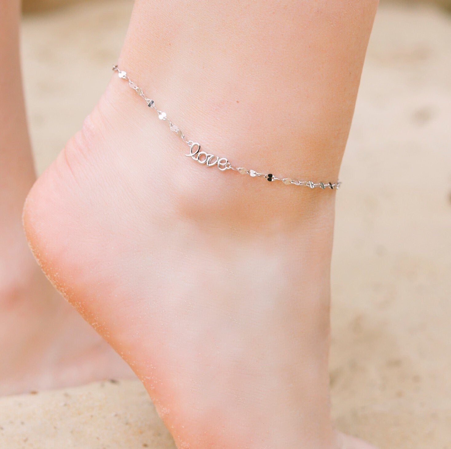 Estelle - Affectionate "LOVE" written Anklet, Gold Anklets, Silver Anklets, Anklets for Women