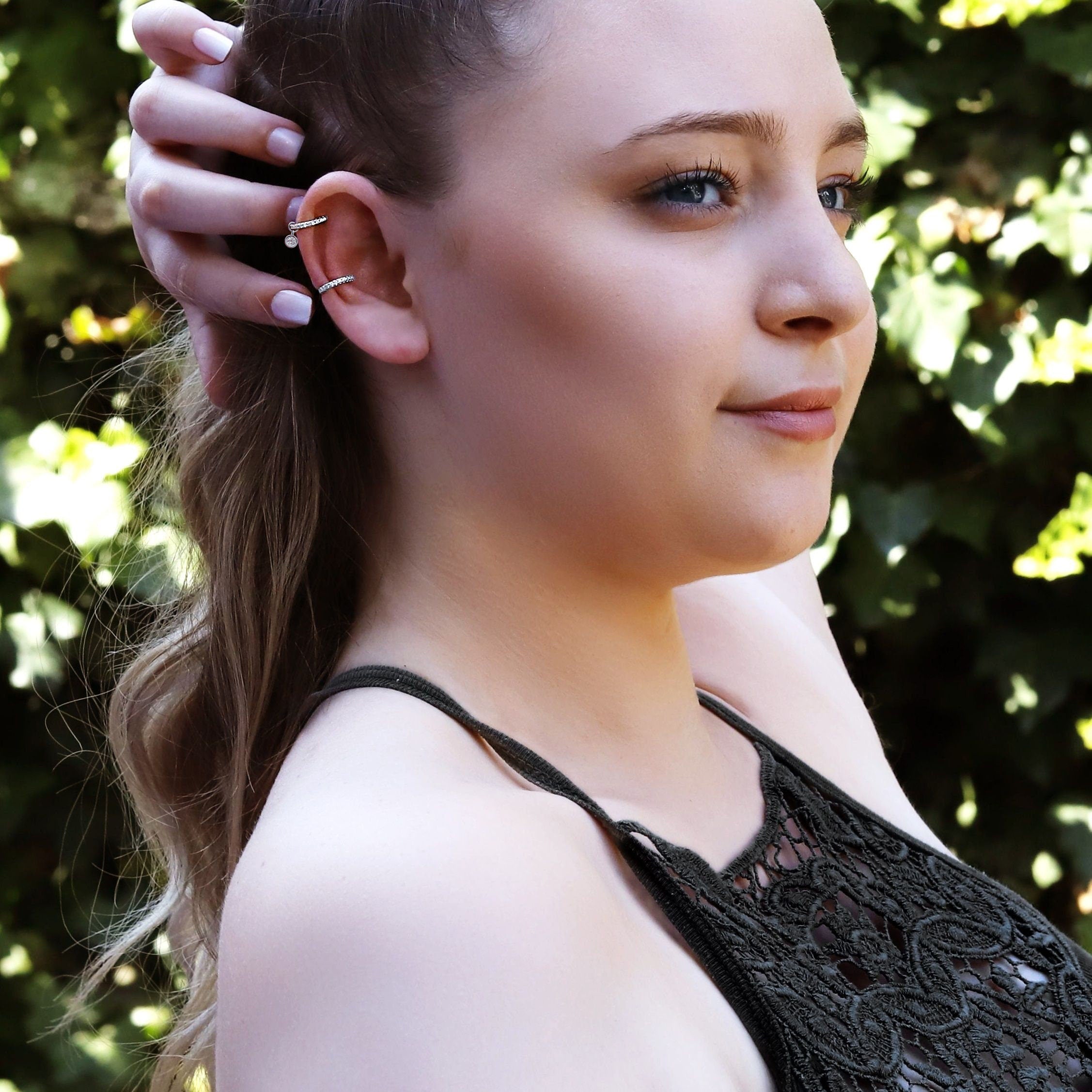 Huggie Hoop Earrings • gold conch hoop • cartilage hoop • hoop earrings • silver pave ring hoop • tragus hoop • small helix hoop